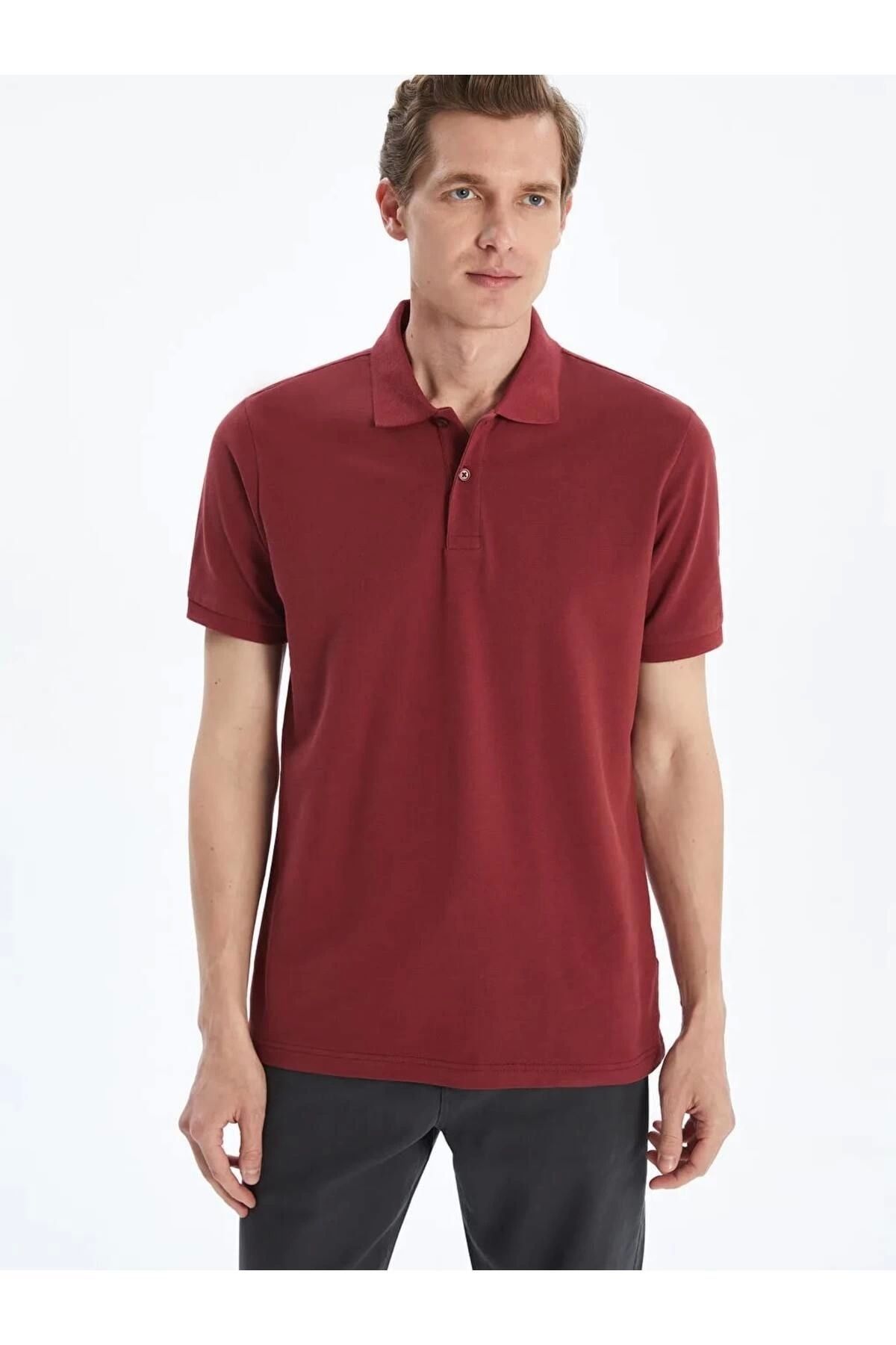 LC Waikiki LCWAIKIKI Classic Kirmizi Polo Yaka Kısa Kollu Pike Erkek Tişört