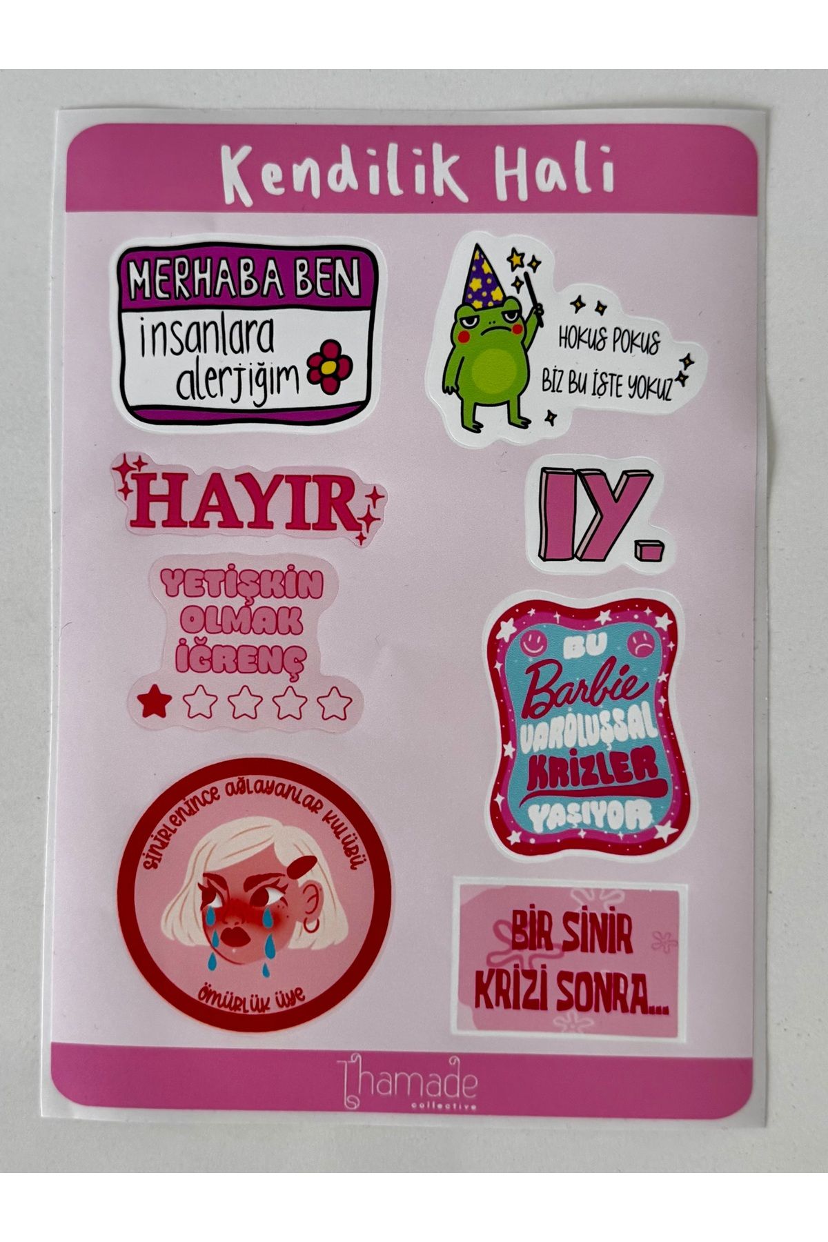 Thamade Collective Kendilik Hali Sticker Seti (9’lu) – Mizahi, Duygusal, Koleksiyonluk, El İşi Detaylı