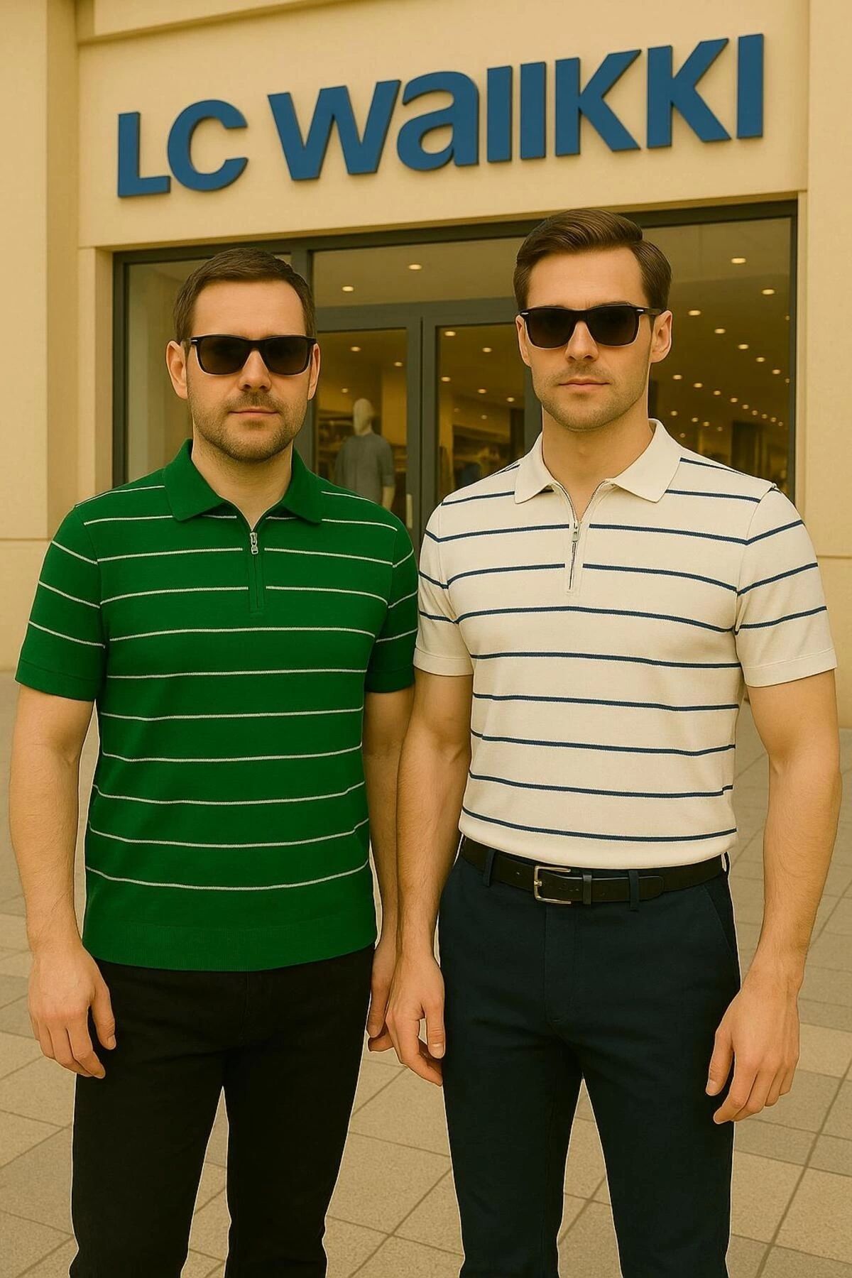 LC Waikiki 3'lü Avantajlı Paket Polo Yaka Fermuarlı Çizgili Kısa Kollu Erkek Yazlık Triko Tişört / T-shirt