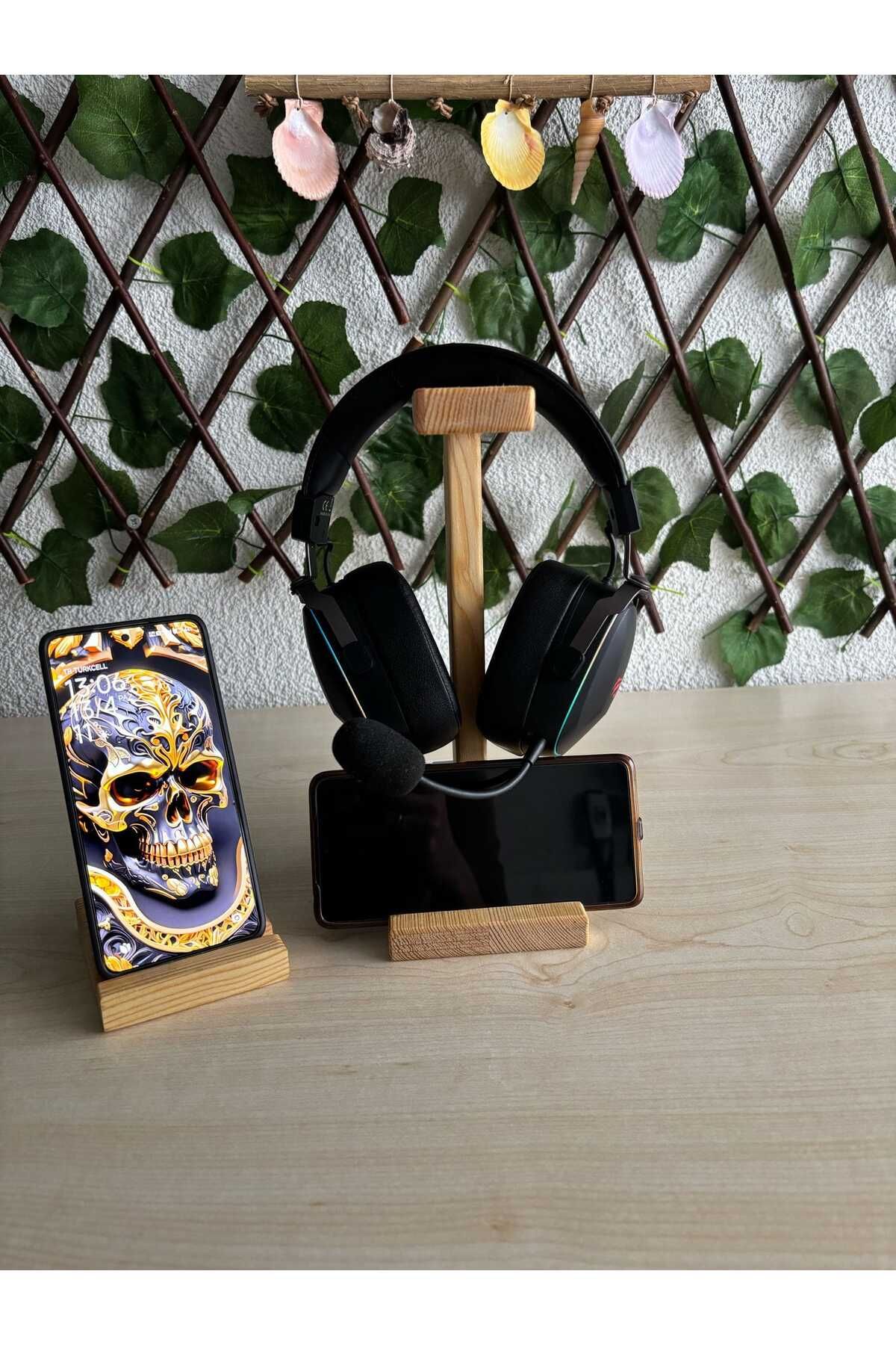 Home AHŞAP 3'LÜ KULAKLIK TELEFON TUTUCU ve IPOD BÖLMELİ