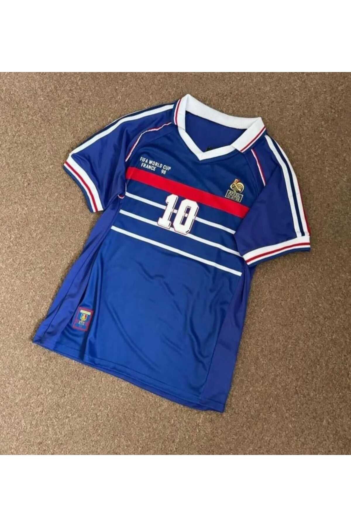 BARBITOS Fransa 98 Dünya Kupası Zinedine Zidane Yetişkin Nostalji Forması-ZYP02