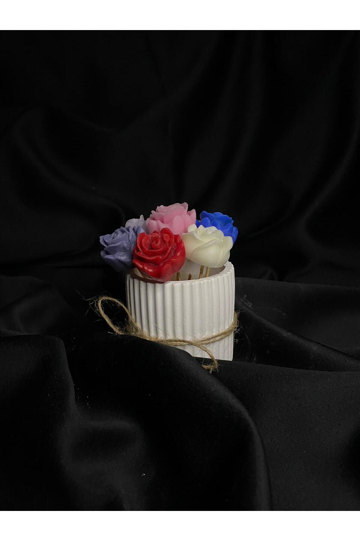 SafHomeDecor Solamayan Çiçek Buketi mum