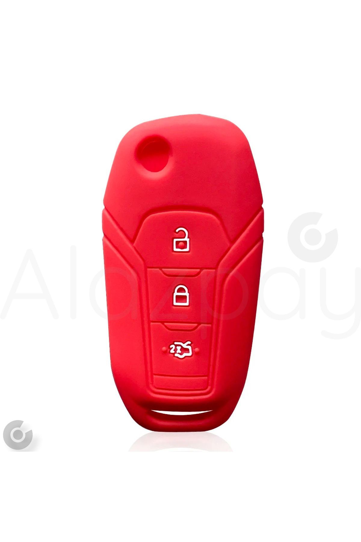 Alazpay Ford Mondeo Kuga Focus Fiesta Puma Ranger Ecosport B Max C Max S Max Silikon Anahtar Kılıfı (Kırmzı)