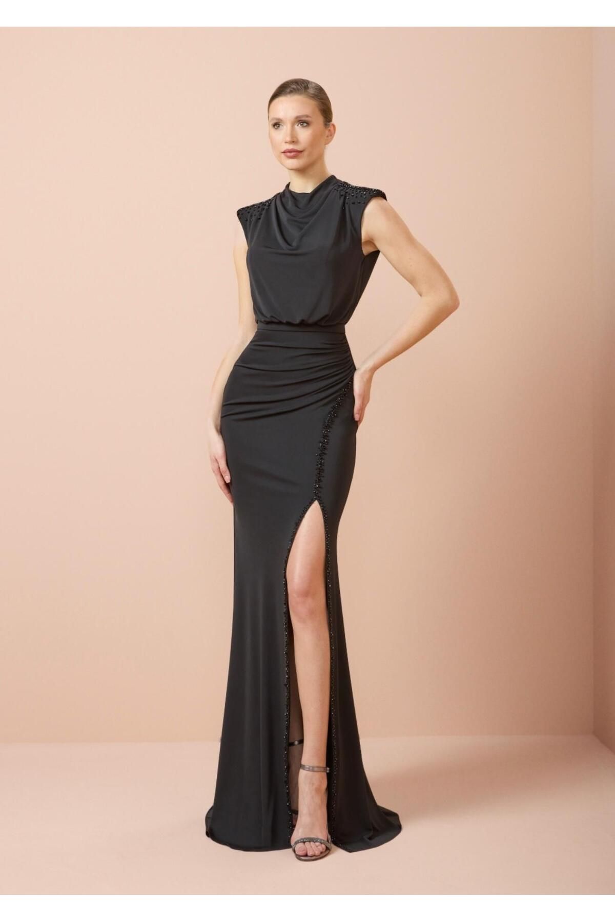 perfectmegastore So Lady Apolet Detaylı Abiye Elbise-3033