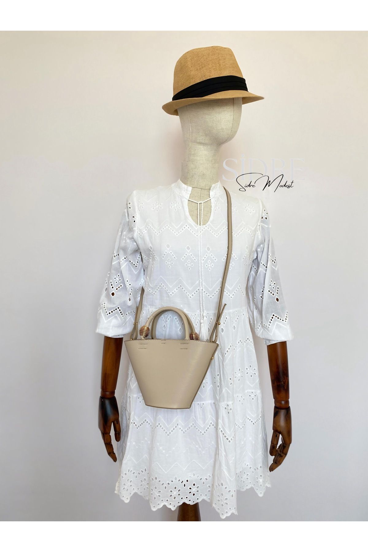 SİDRE MODEST Elva Bucket Krem Çanta