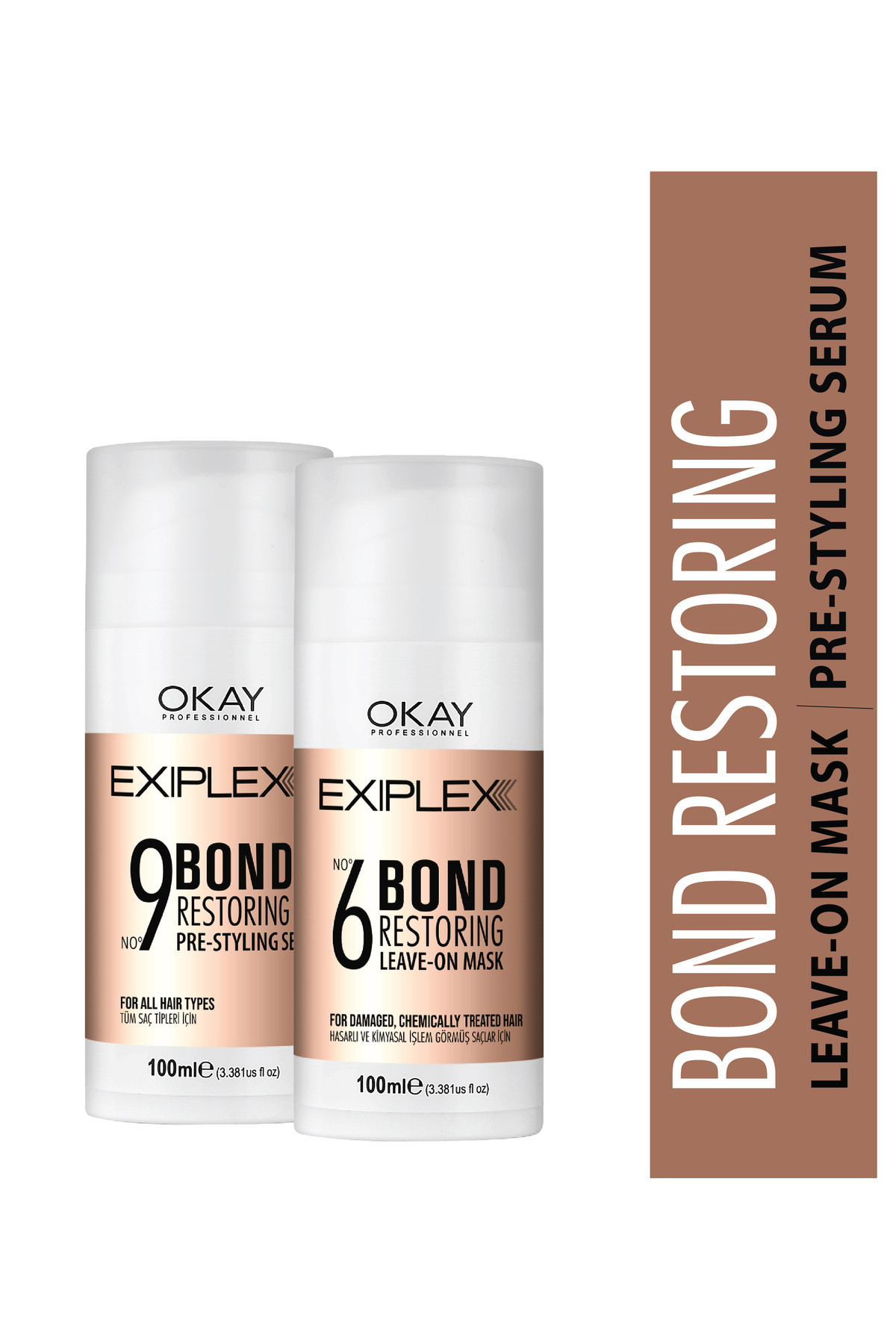 EXIPLEX Nº6 LEAVE-ON MASK 100ml + Nº9 PRE-STYLING SERUM 100ml BAĞ ONARICI 2'Lİ BAKIM SETİ — OTR1612 EXIPLEX SET