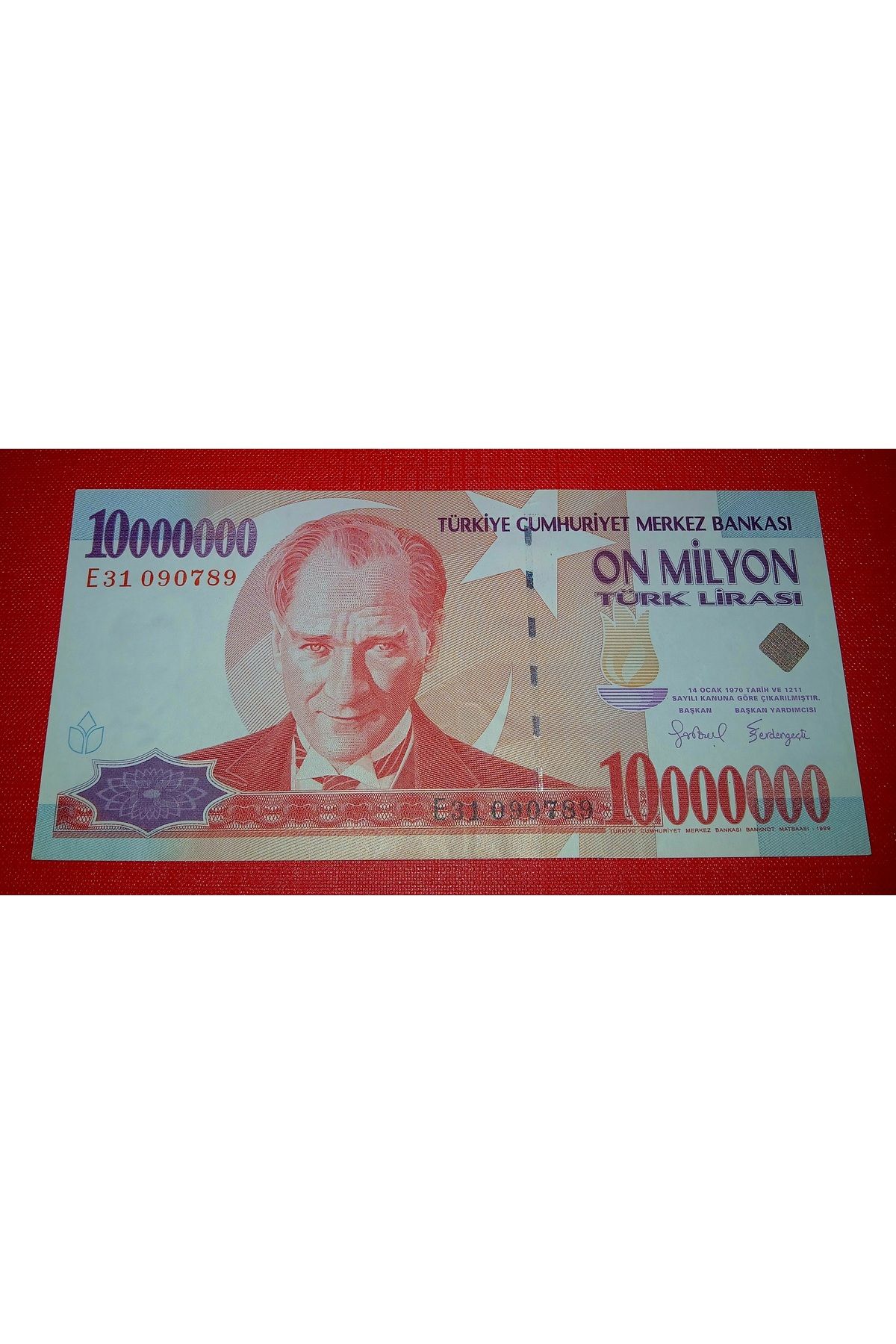 DÜZGÜN TİCARET 7.EMİSYON 10.000.000 ON MİLYON LİRA KAĞIT PARA ORTA KONDİSYON