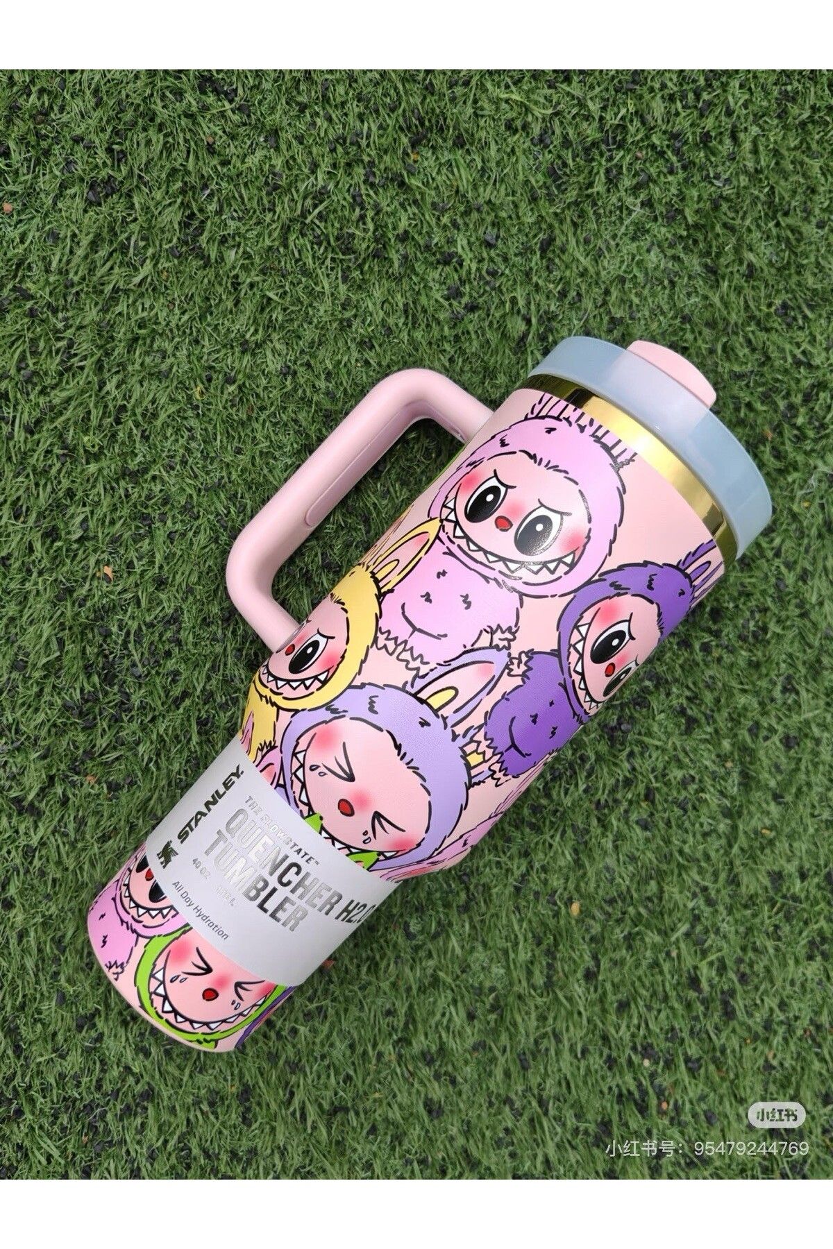 Stanley-The Monsters Labubu Macaron Custom Cup & Water Bottle With Straw & Topper NIB 3