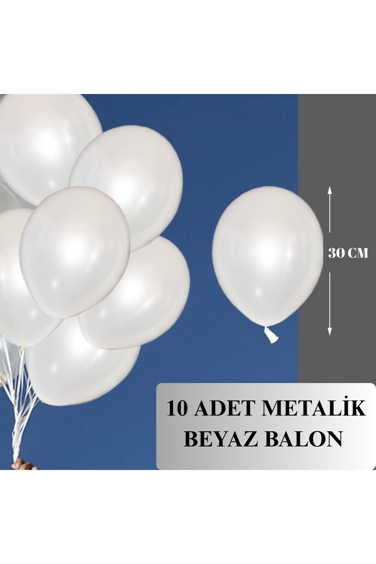 UVERTE 10 Adet Metalik Beyaz Balon Helyum Gazı Uyumlu Doğum Günü, Düğün, Nişan, Bebek Partisi