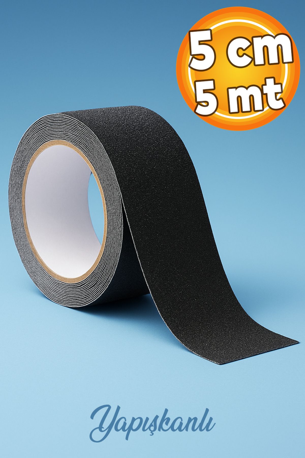Dünya Magnet 5 Metre Merdiven Zemin Kaydırmaz Bant Yapışkanlı (5 CM X 5 METRE) Kaymaz Bant Siyah