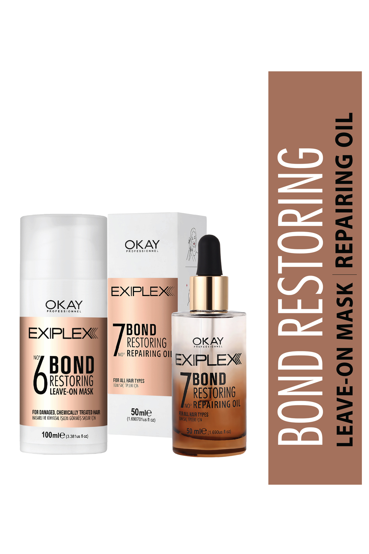 EXIPLEX Nº6 LEAVE-ON MASK 100ml + Nº7 REPAIRING OIL 50ml BAĞ ONARICI 2'Lİ BAKIM SETİ — OTR1611 EXIPLEX SET