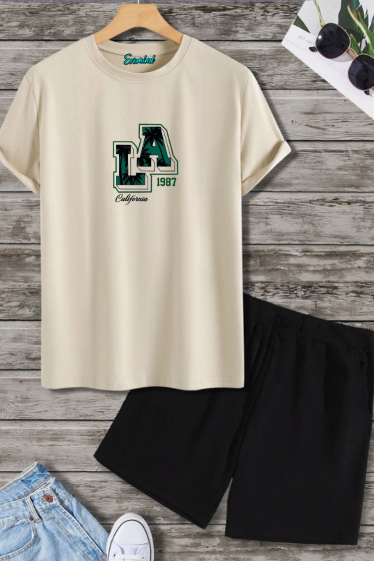 artı4 Los Angeles Baskılı Unisex Şort T-shirt Takım