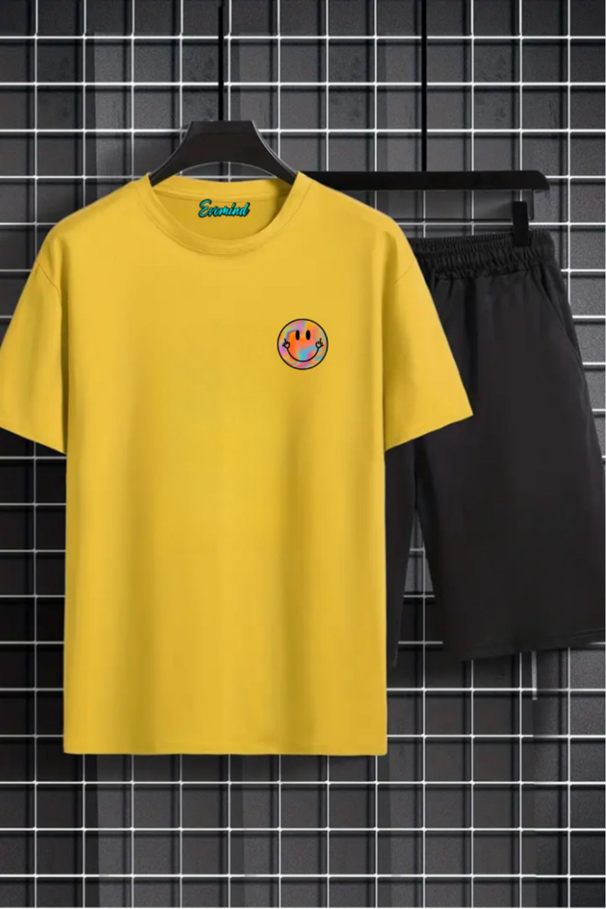 artı4 Emoji Baskılı Unisex Şort T-shirt Takım