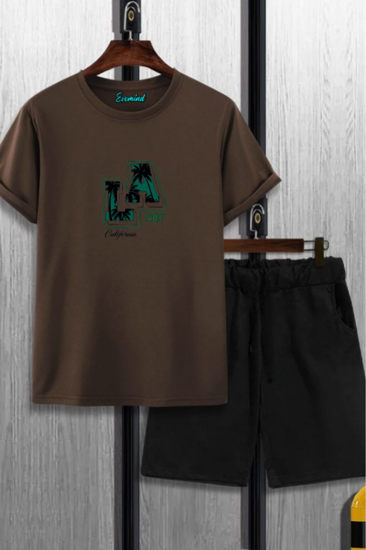 SevMode Los Angeles Baskılı Unisex Şort T-shirt Takım