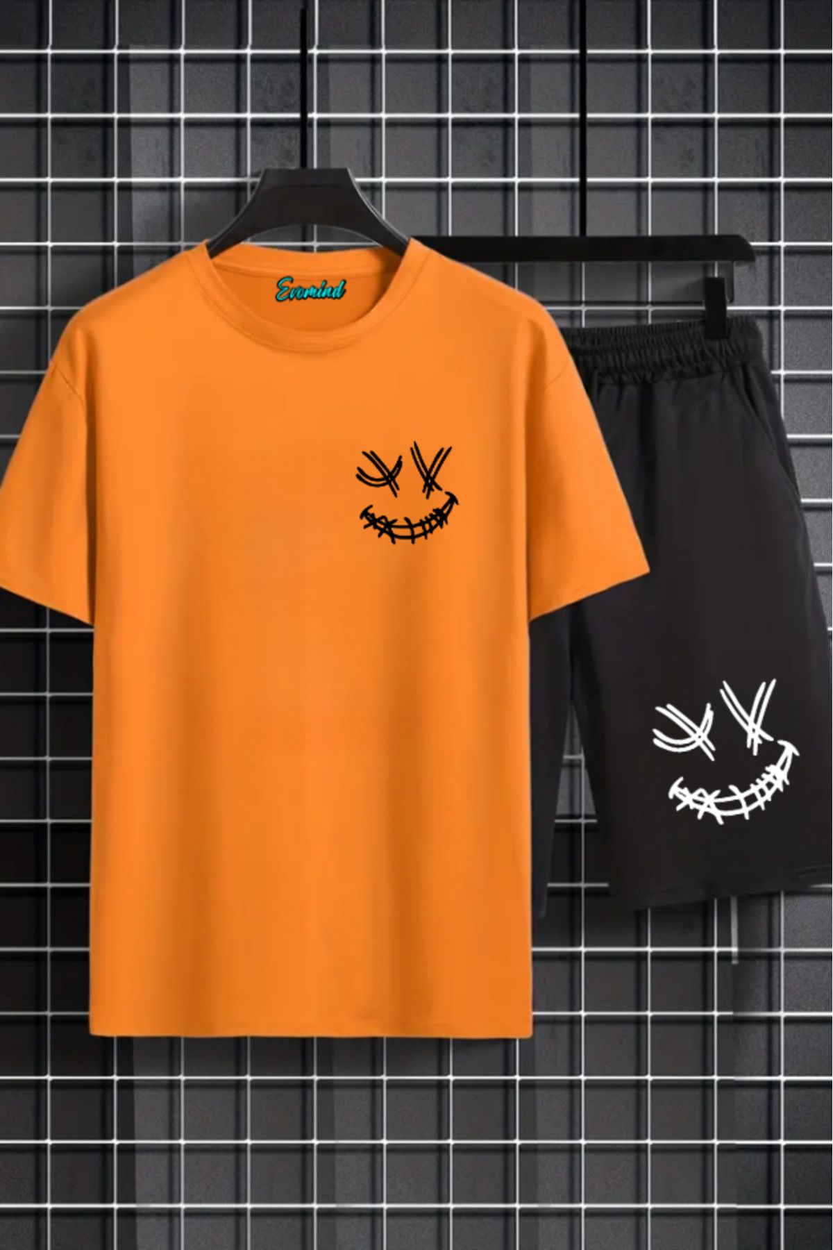 Evomind Emoji Baskılı Unisex Şort T-shirt Takım