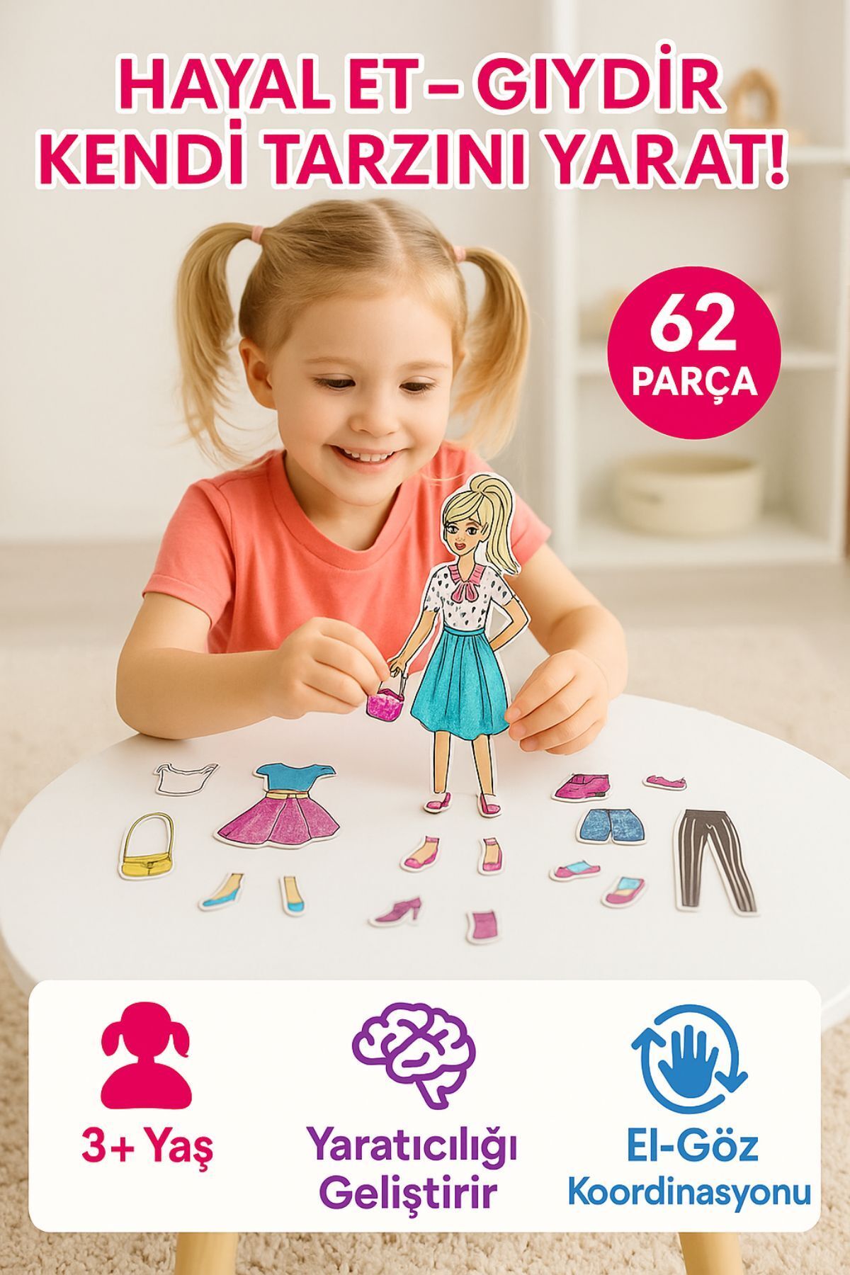 TOYFEST Manyetik Moda Kutusu Kıyafet Giydirme Magnet Kostümler, Eğitici Puzzle