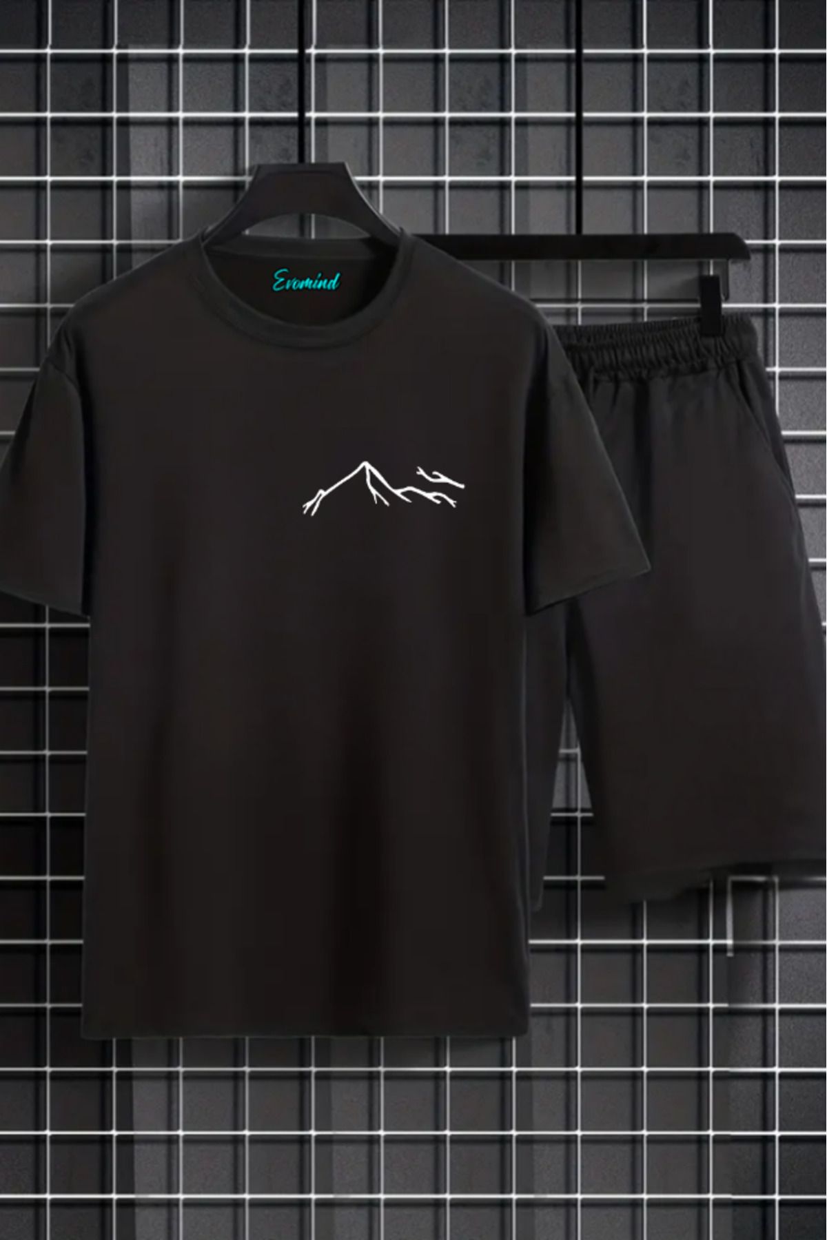 artı4 Dağ Baskılı Unisex Şort T-shirt Takım