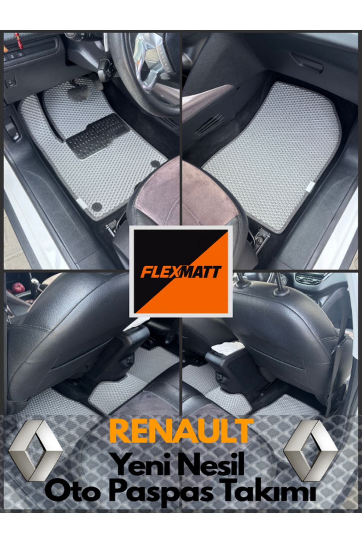 Florex Renault Fluence Araç İçi Akıllı Oto Paspas Takımı / Gri