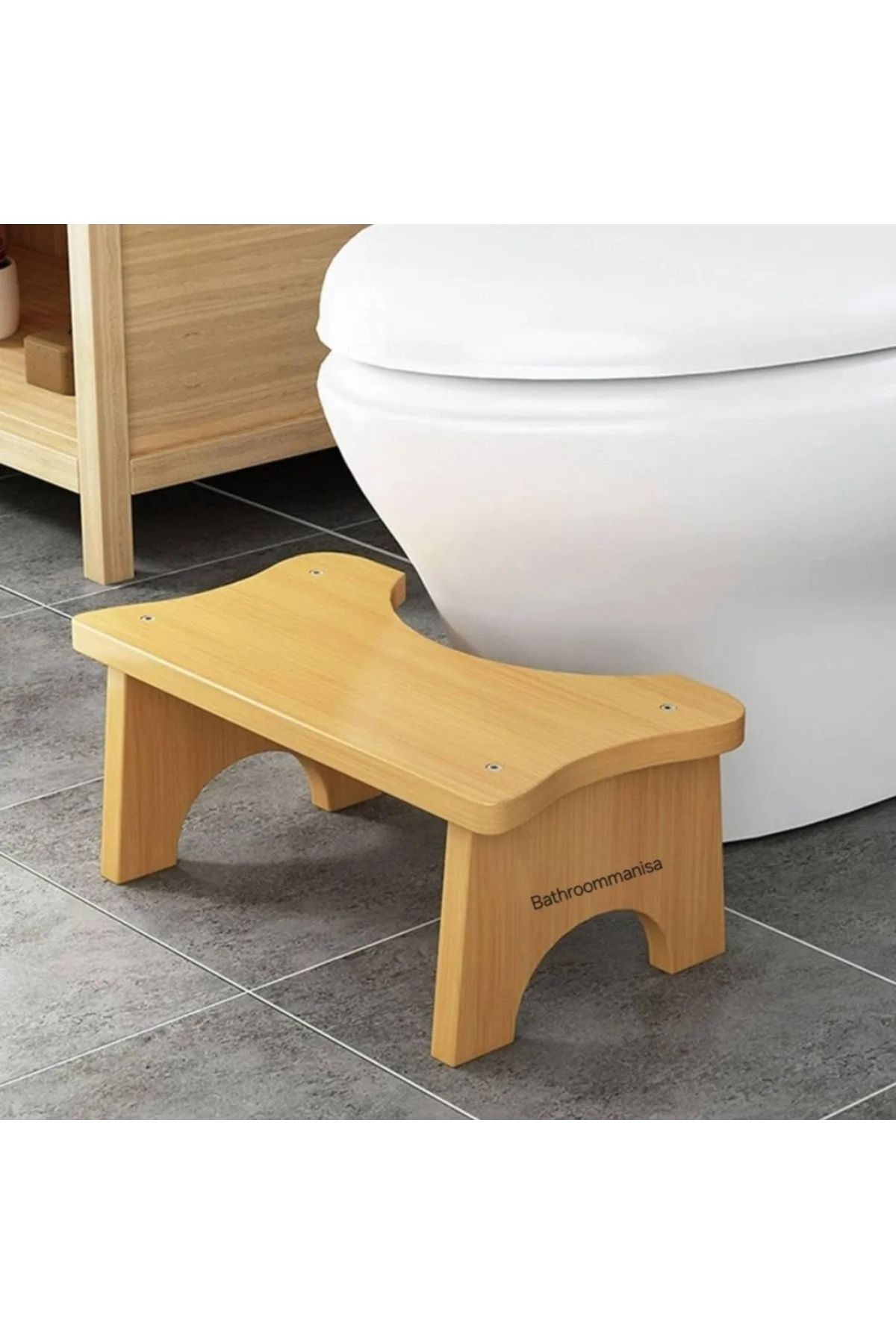 Bathroommanisa çocuk yetişkin ahşap kaydırmaz klozet tuvalet taburesi