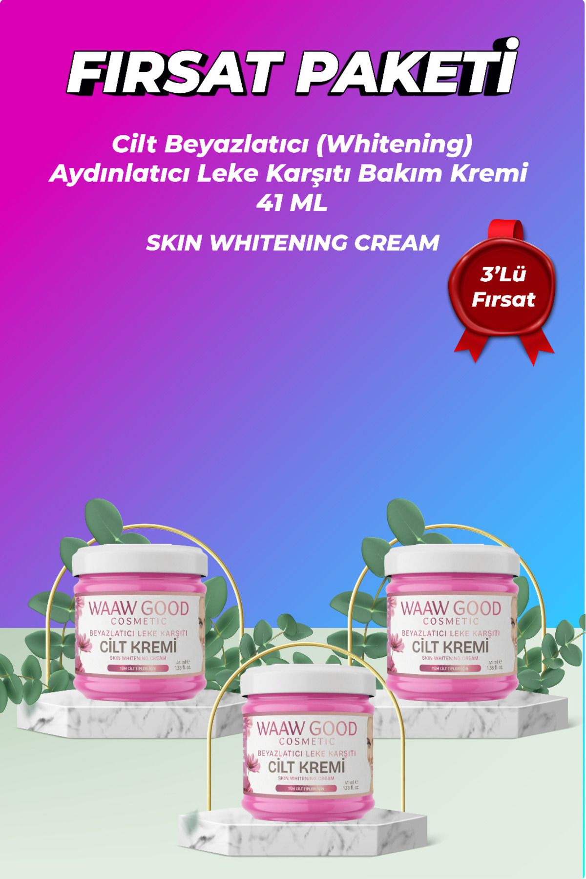 WAAW GOOD Cilt Beyazlatıcı (Whitening) Aydınlatıcı Leke Karşıtı Bakım Kremi 41 Ml Üçlü Fırsat Paketi