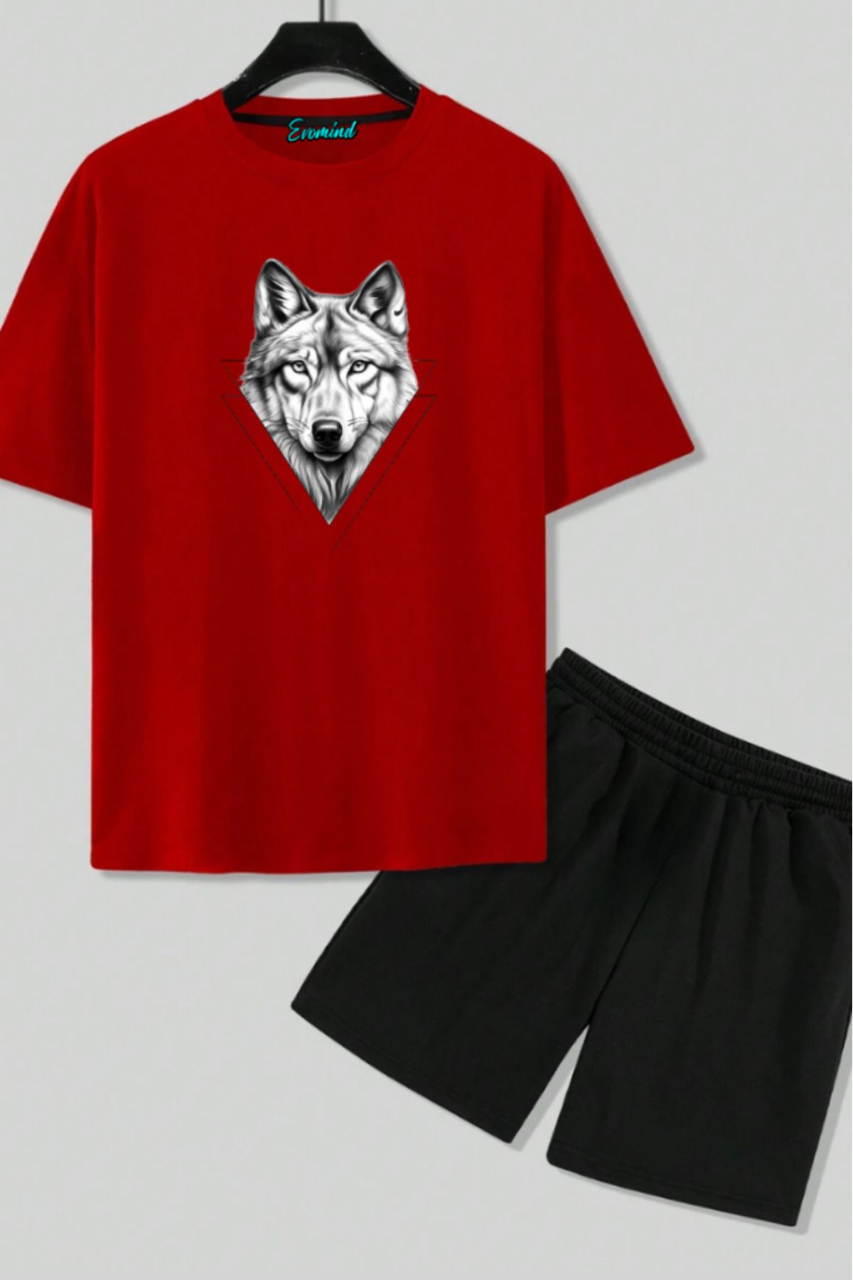 artı4 Kurt Baskılı Unisex Şort T-shirt Takım