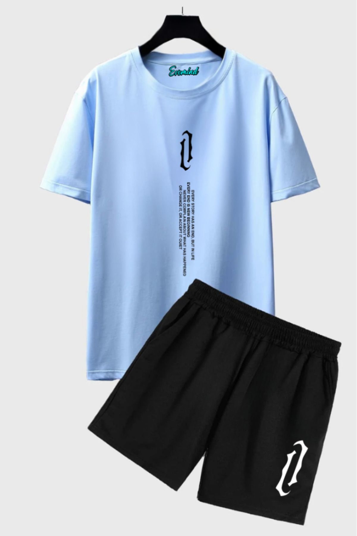 artı4 Dikey Yazı Baskılı Unisex Şort T-shirt Takım