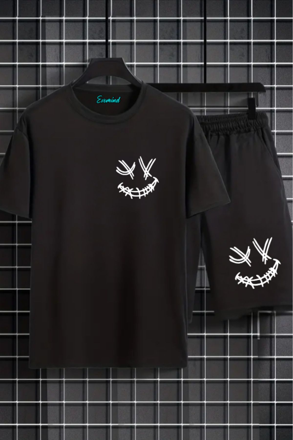 artı4 Emoji Baskılı Unisex Şort T-shirt Takım