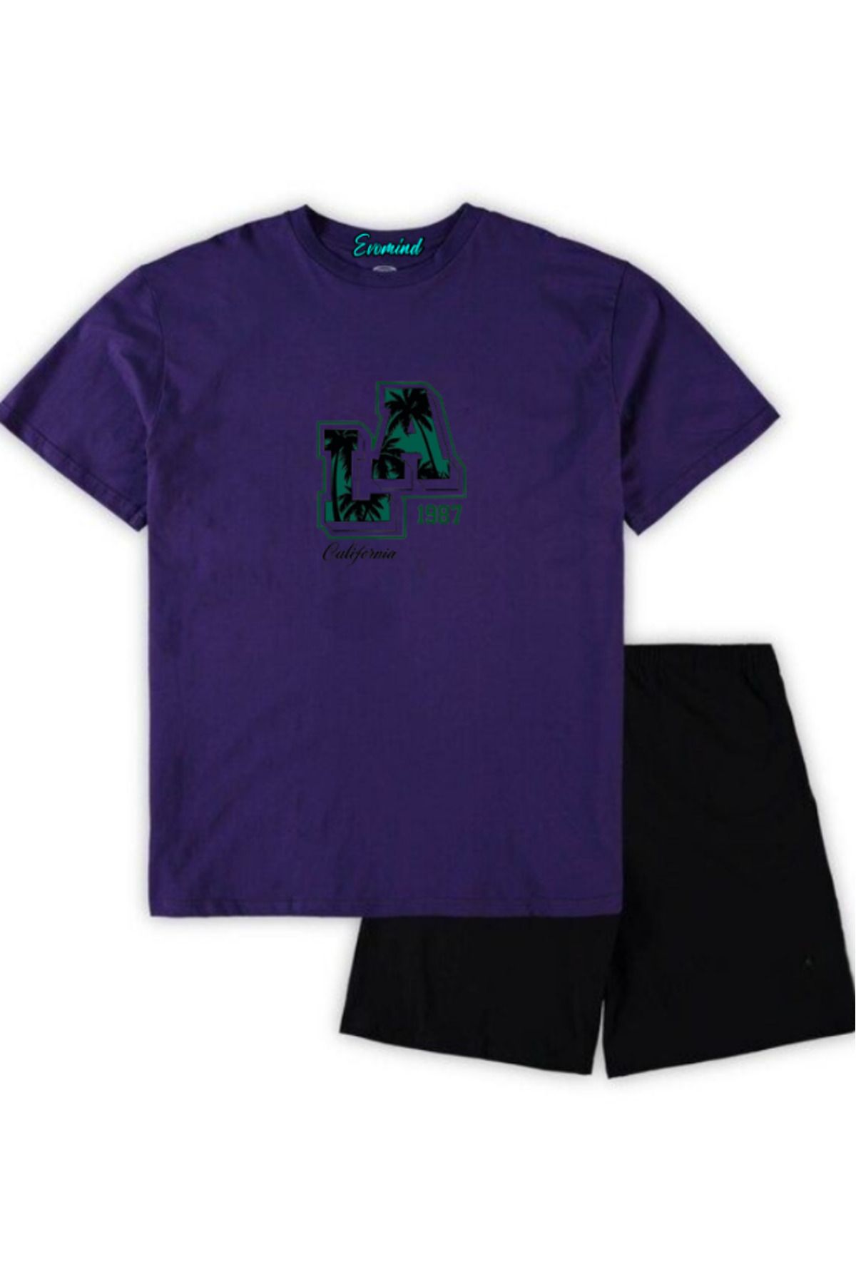 Evomind Los Angeles Baskılı Unisex Şort T-shirt Takım