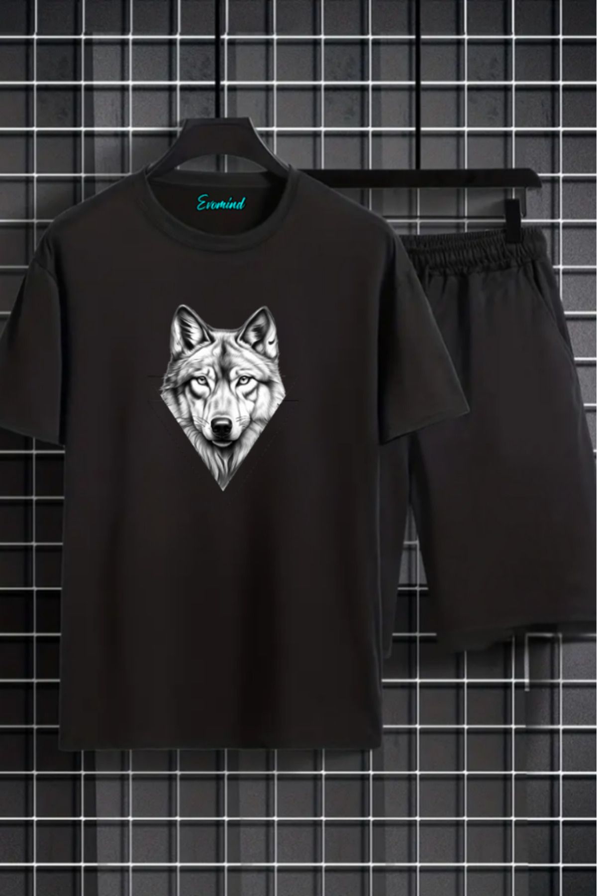 artı4 Kurt Baskılı Unisex Şort T-shirt Takım