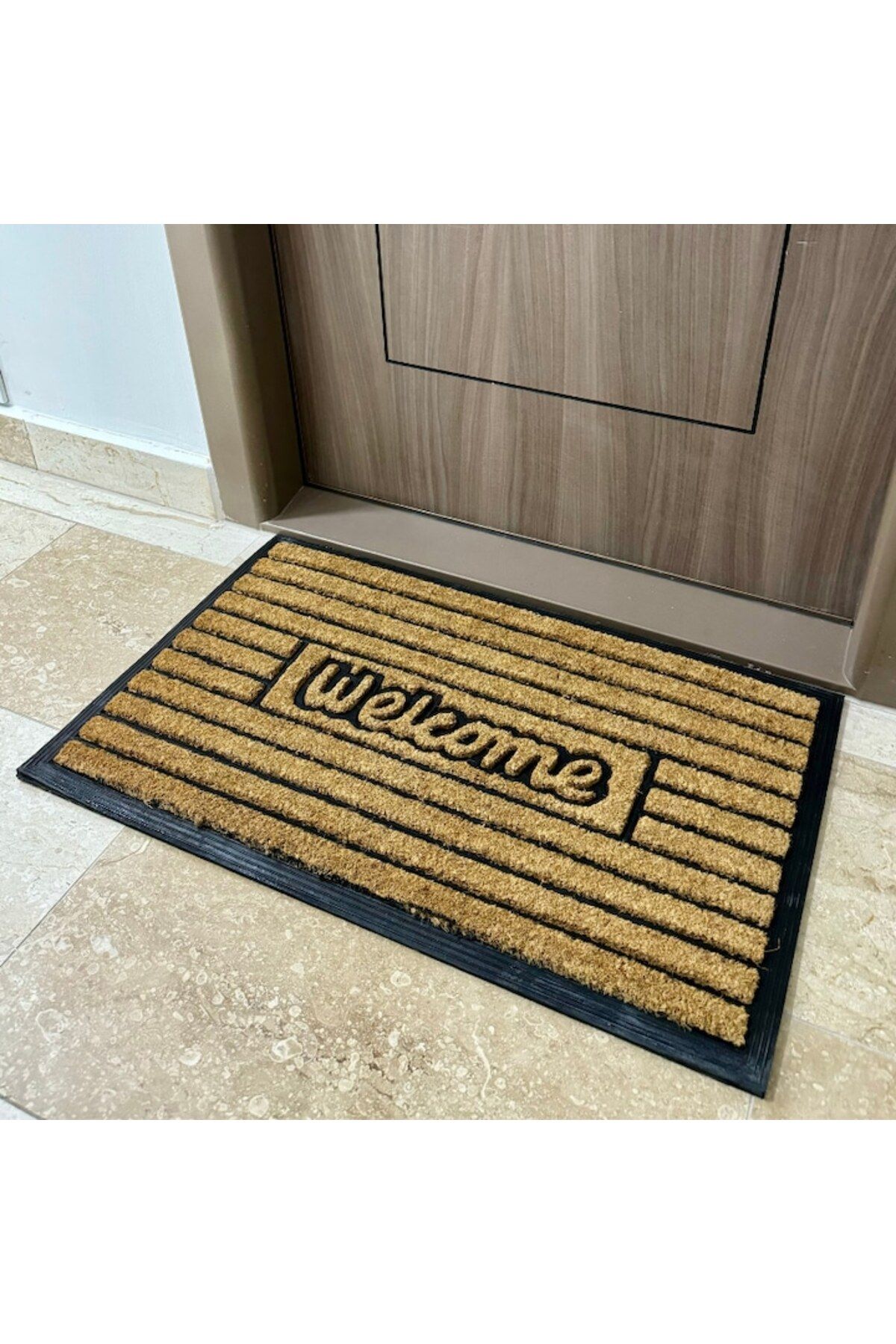 OPTIM DEKO-Covoraș de intrare Welcome din nucă de cocos și cauciuc, DM 51, 75x45x2 cm 3
