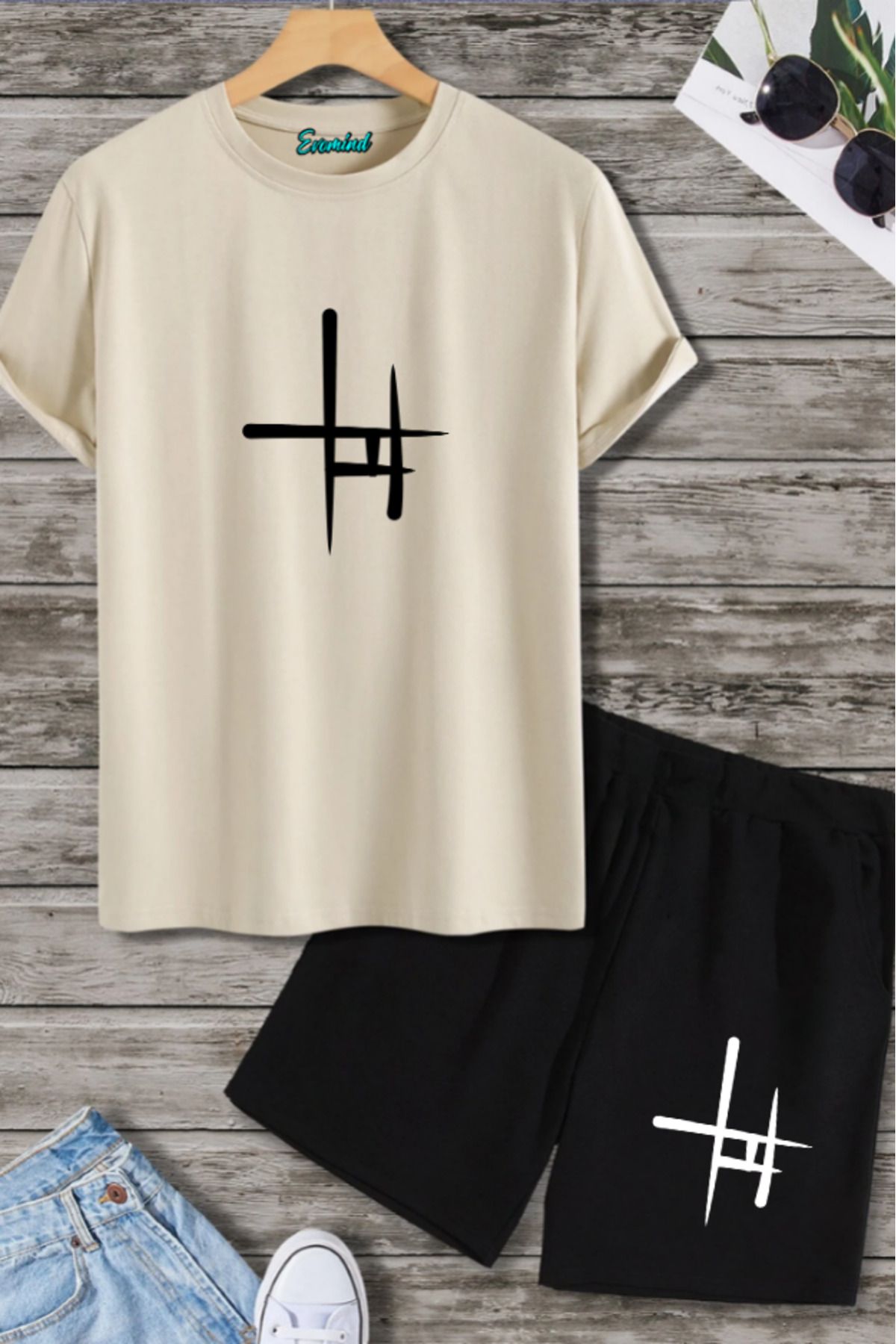 Evomind Artı Baskılı Unisex Şort T-shirt Takım