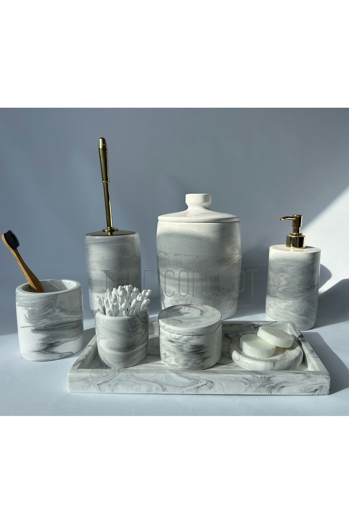 Ture Concept Mermer desenli beton banyo set