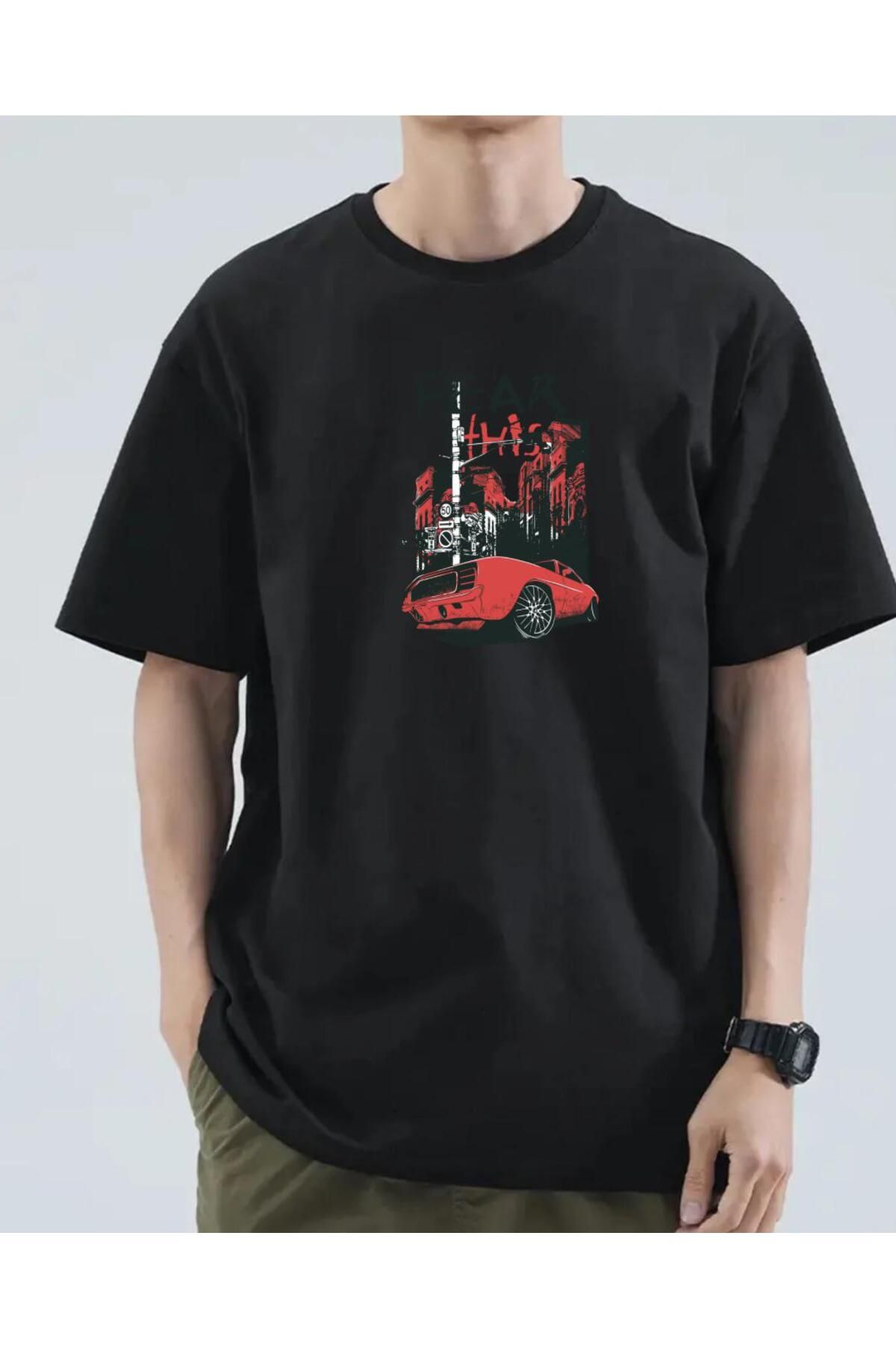 exans moda klasık araba v1 Tasarım Baskılı Oversize Tişört