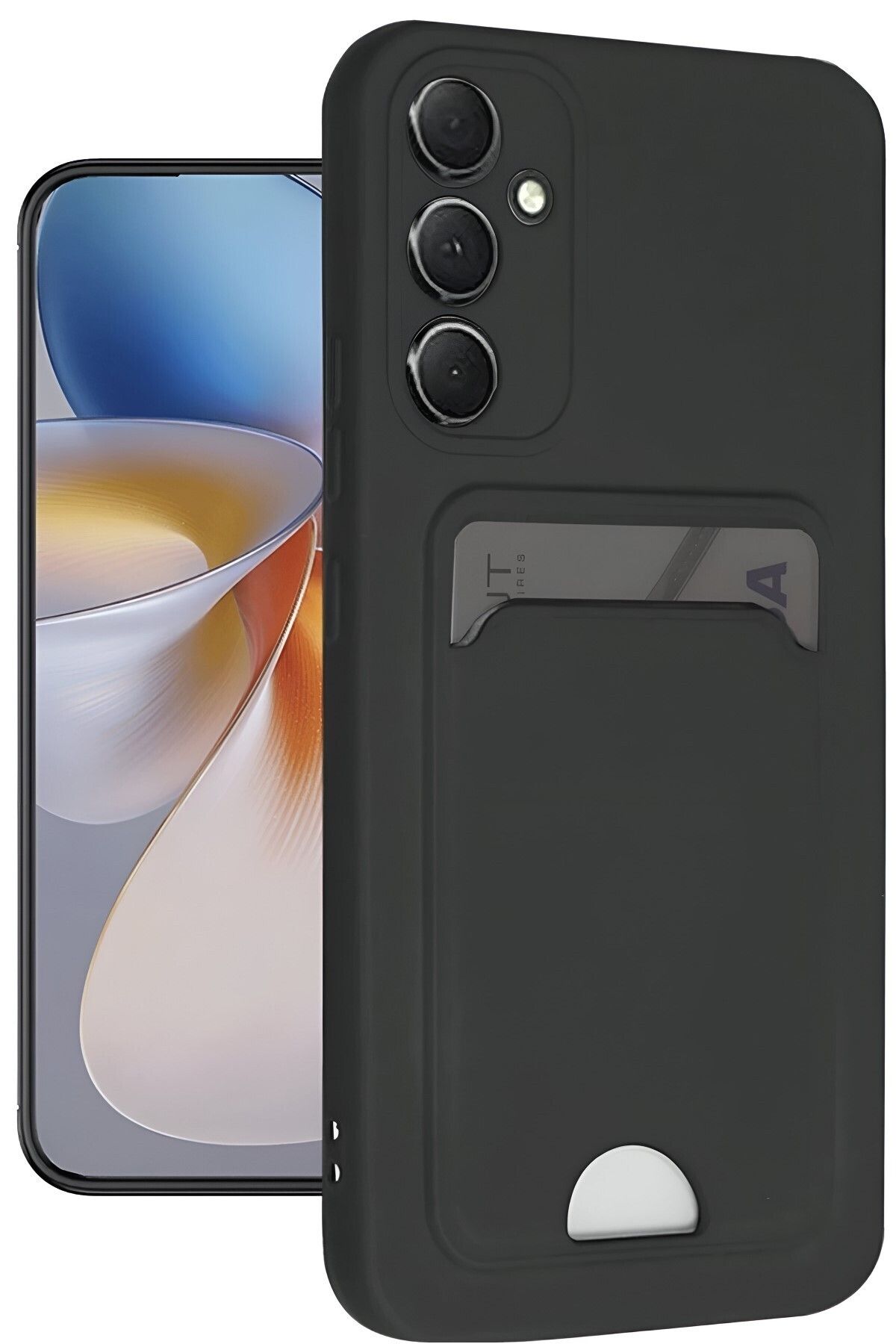 AKSEFİZZ Samsung Galaxy A35 Uyumlu Kılıf Kartlıklı Kartvizitli İnce Tasarımlı Renkli Soft Kapak