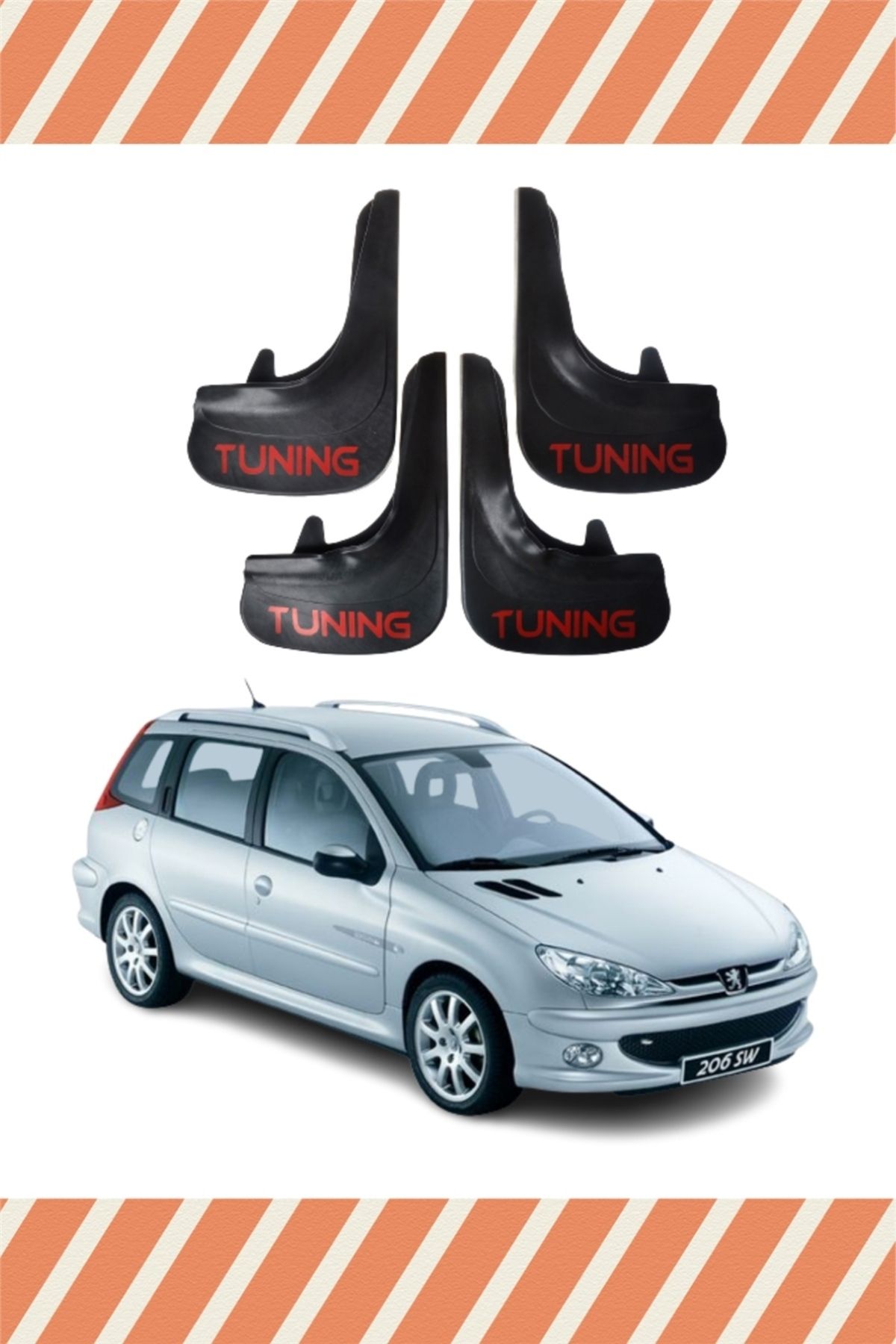Alpax Peugeot 206 Stw tüm kasalar Tuning yazılı 4’lü tozluk çamurluk paçalık