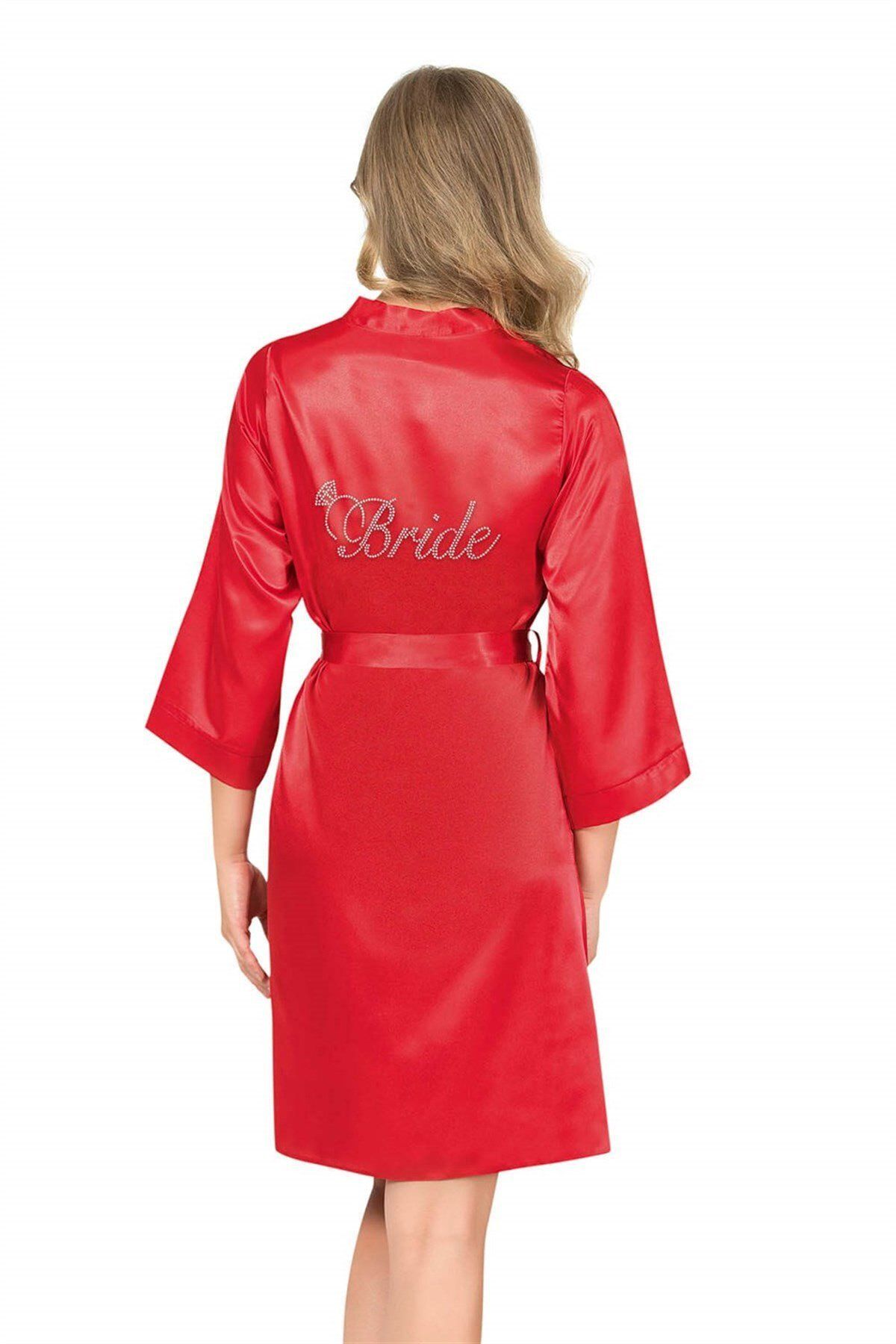 Mulvix Mulvxbrf Brf02 Kırmızı Kısa Saten Bride Sabahlık (Mulvix)