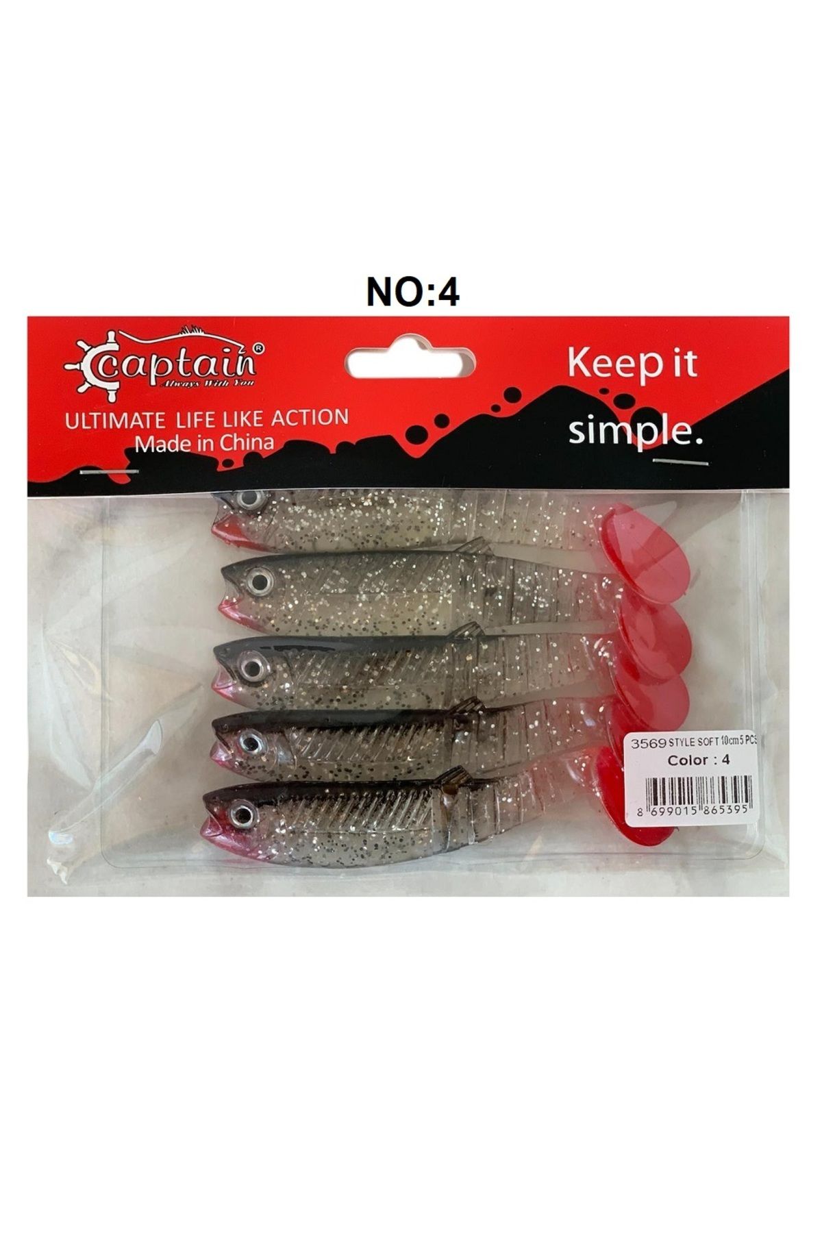 CAPTAIN 3569 Style Soft 10cm 10.3gr Silikon Yem 5'li Paket No:4