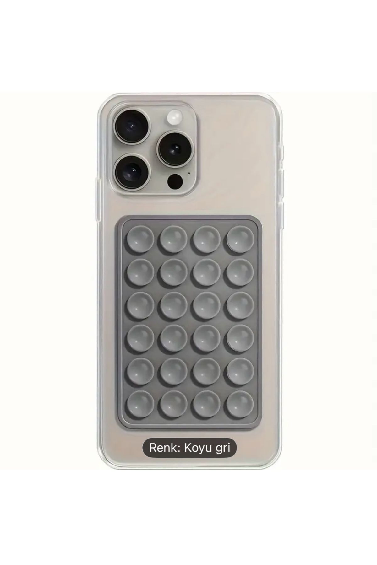 Metanoyaco Silikon Vantuzlu Telefon Tutacağı, Yapışkanlı Cep telefonu Tutacağı (1 Adet, koyu gri)