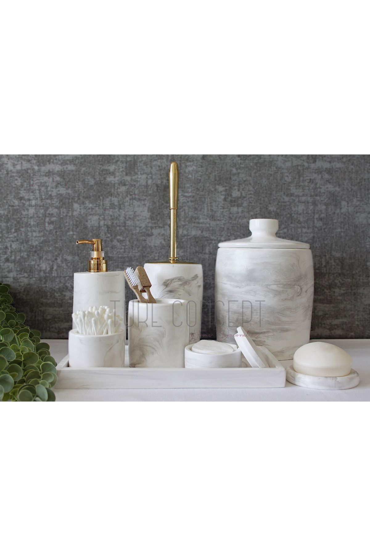 Ture Concept Mermer desenli beton banyo set