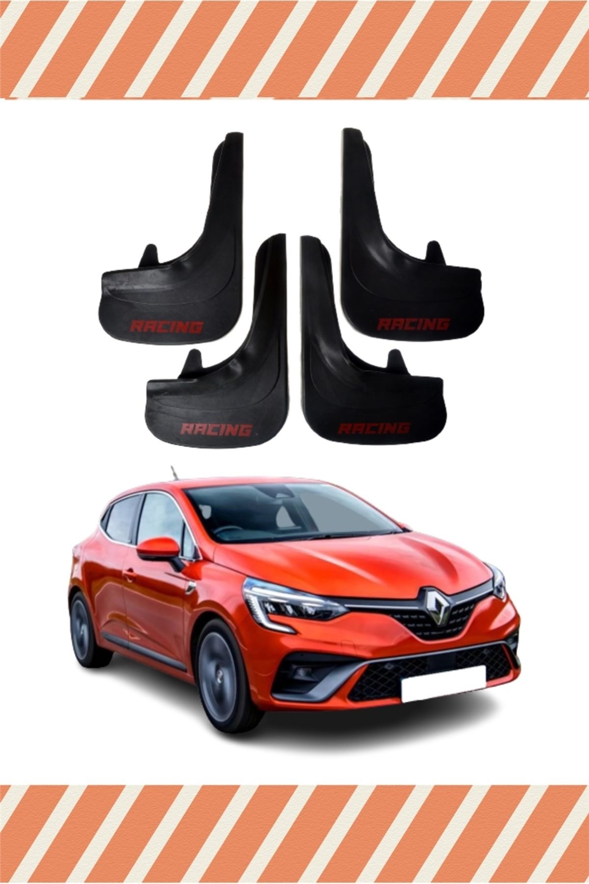 Alpax Renault Clio 5 Hb 2019-2021 Racing yazılı 4’lü tozluk çamurluk paçalık dayanıklı