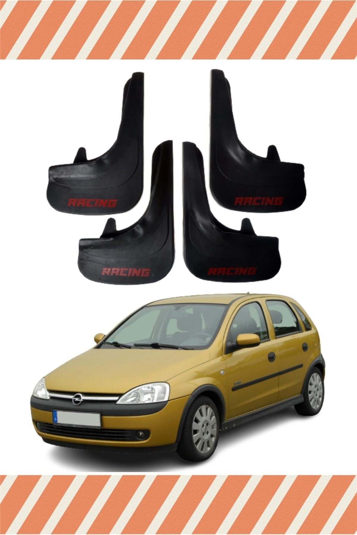 Alpax Opel Corsa C 2000-2006 Racing yazılı 4’lü tozluk çamurluk paçalık sağlam