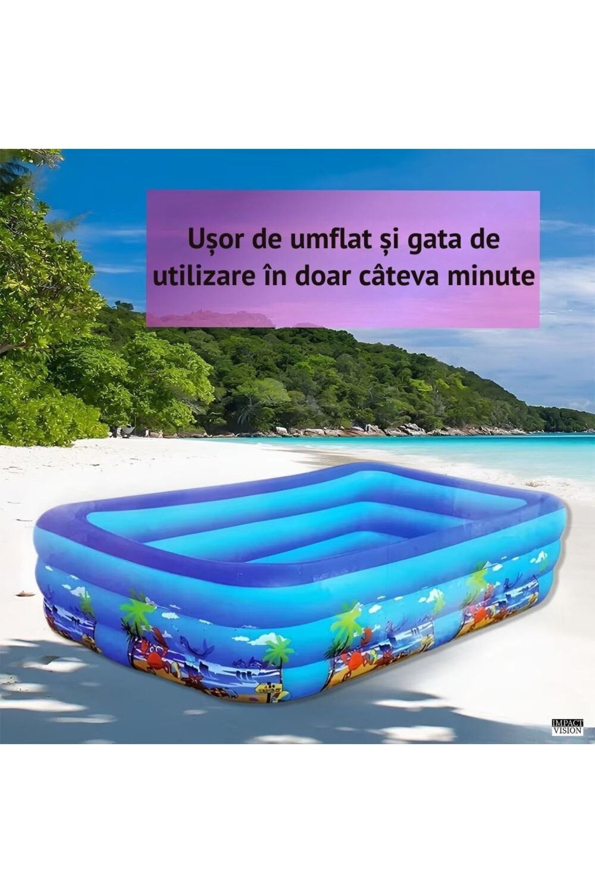Intex-Inflatable Children's Pool, Multicolored, Rectangular, 3 Rings, Soft Base, 180x140x56cm 5