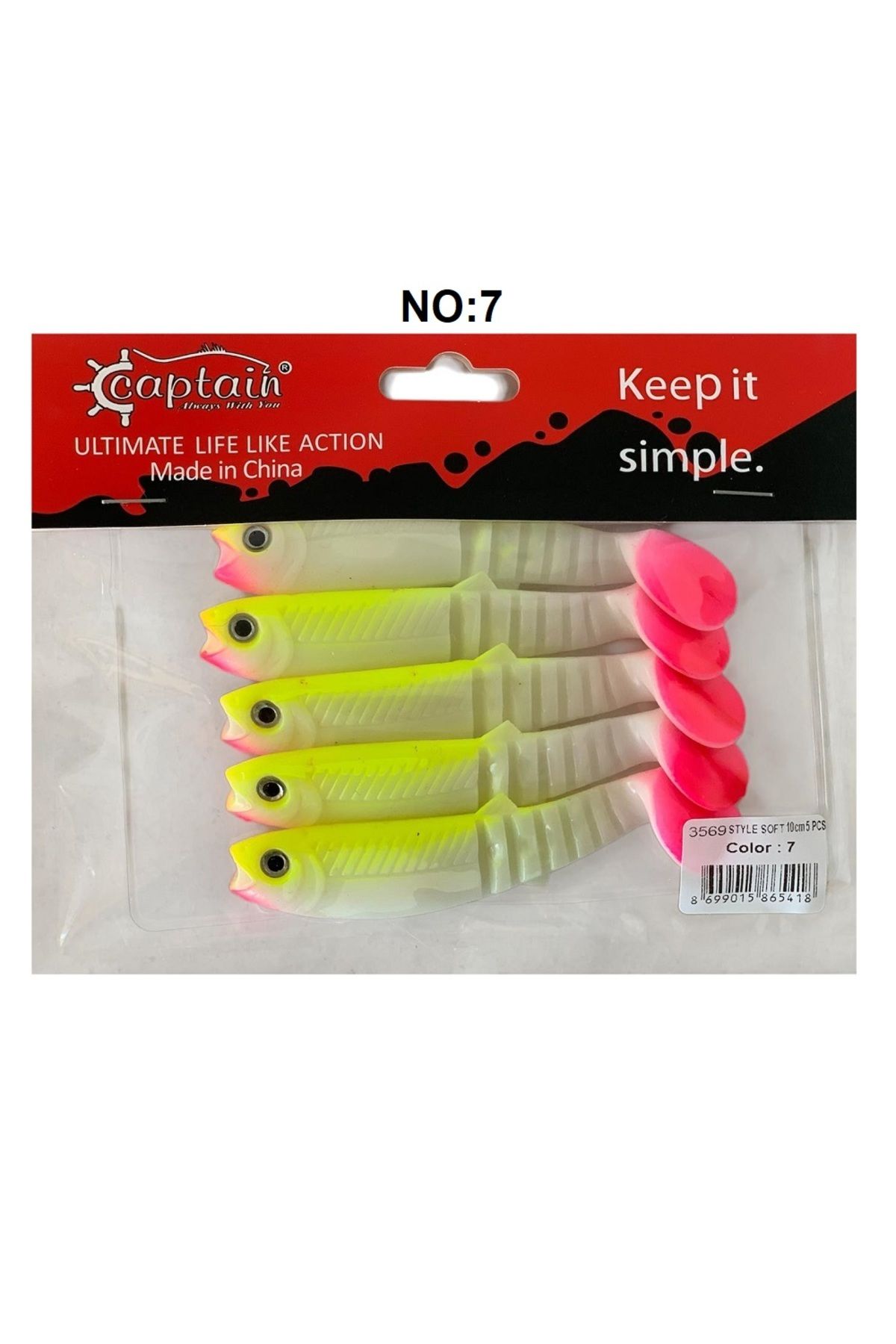 CAPTAIN 3569 Style Soft 10cm 10.3gr Silikon Yem 5'li Paket No:7