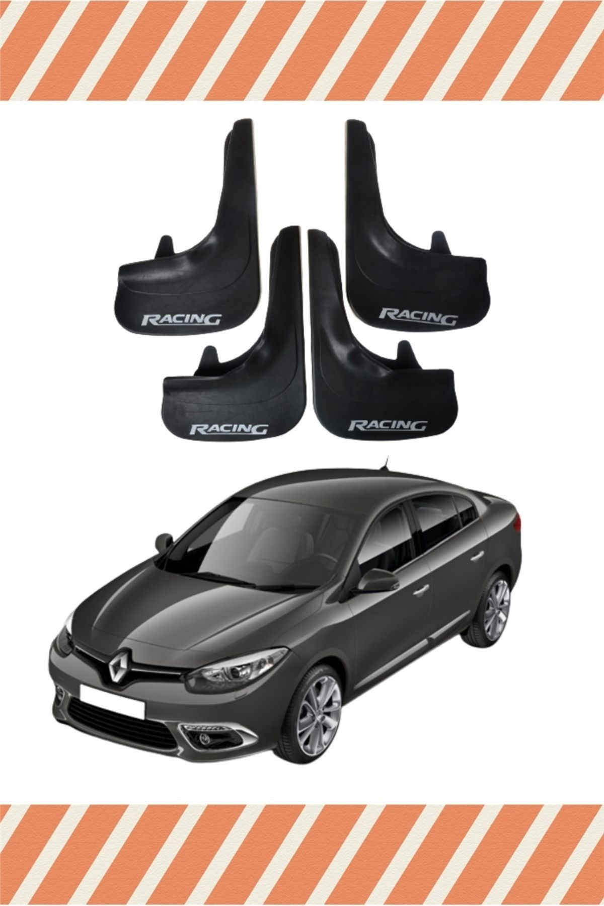 Alpax Renault Fluence tüm kasalar Racing yazılı 4’lü tozluk çamurluk paçalık uyumlu