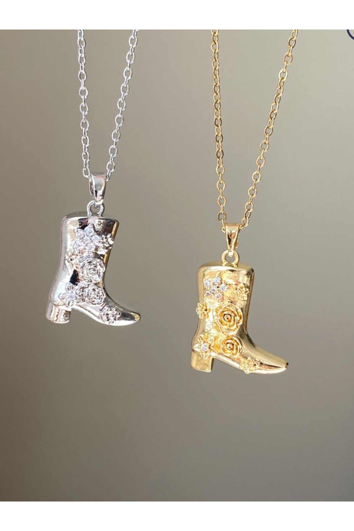 HND collection Kovboy Çizme Figürlü Çelik Kolye Western Tarz Şık Tasarım