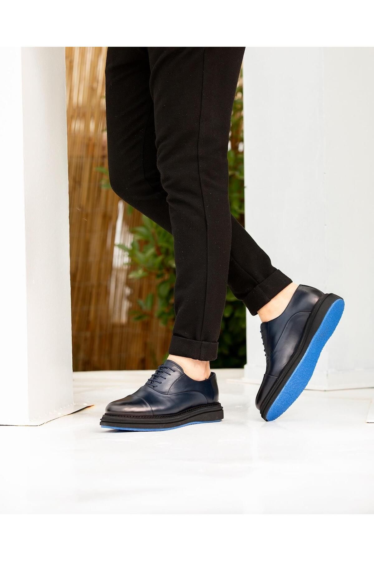 ByItallanoshoes NAVY BLUE SERİNA 3006 HAKİKİ DERİ GÜNLÜK ERKEK CASUAL AYAKKABI