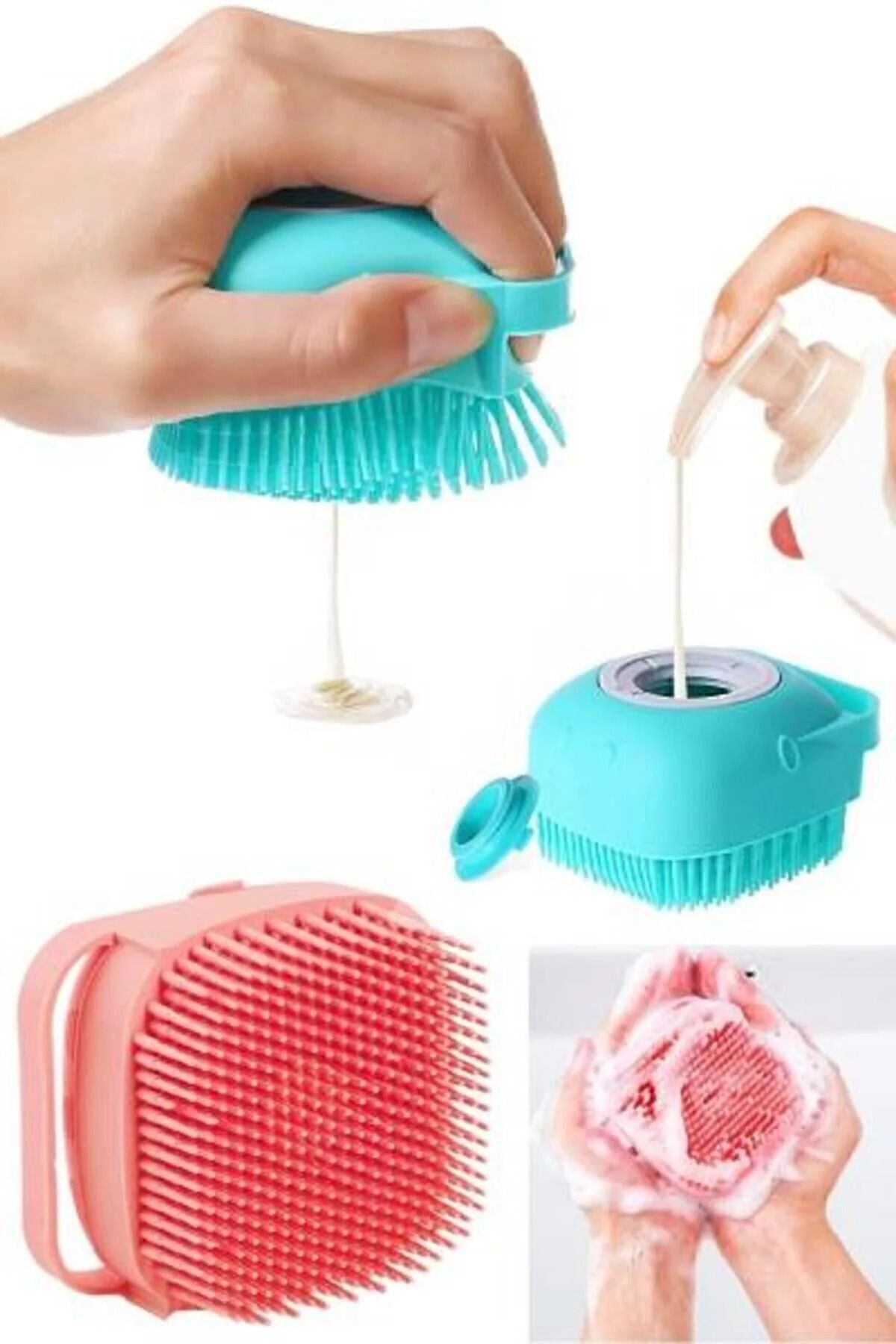 TRİPULAM Duş Jeli Hazneli Silikon Vücut Temizleme Fırçası | Peeling Kese | Yumuşak Masaj Fırçası