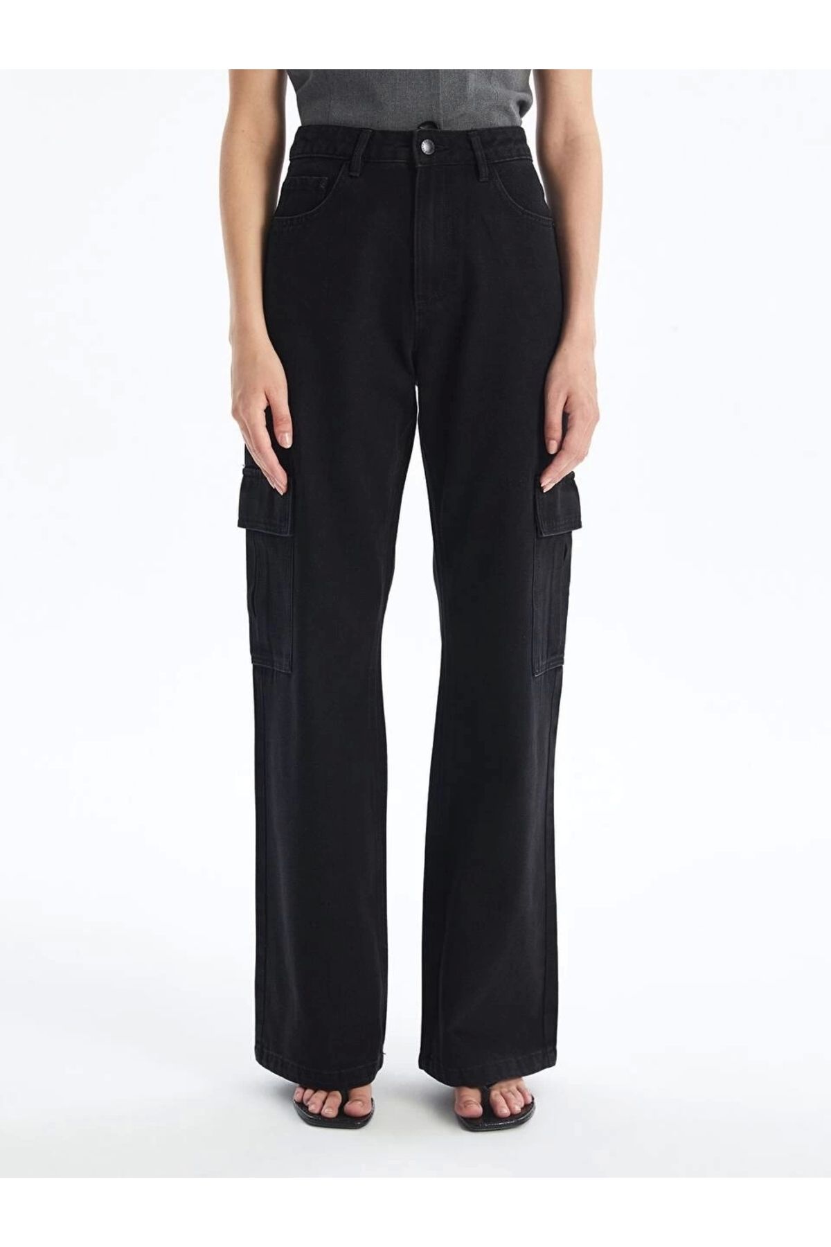 bamido Kargo Cep Jeans Pantolon Siyah