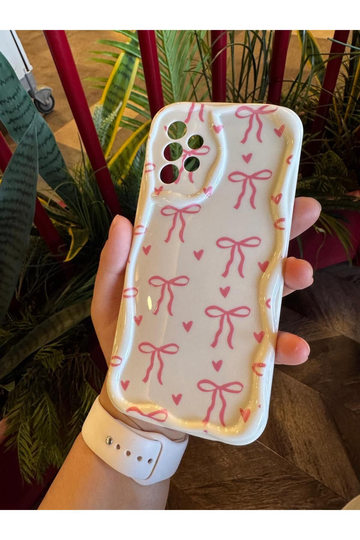 KILIF STORE samsung a73 pembe büyük fiyonklu telefon kılıfı