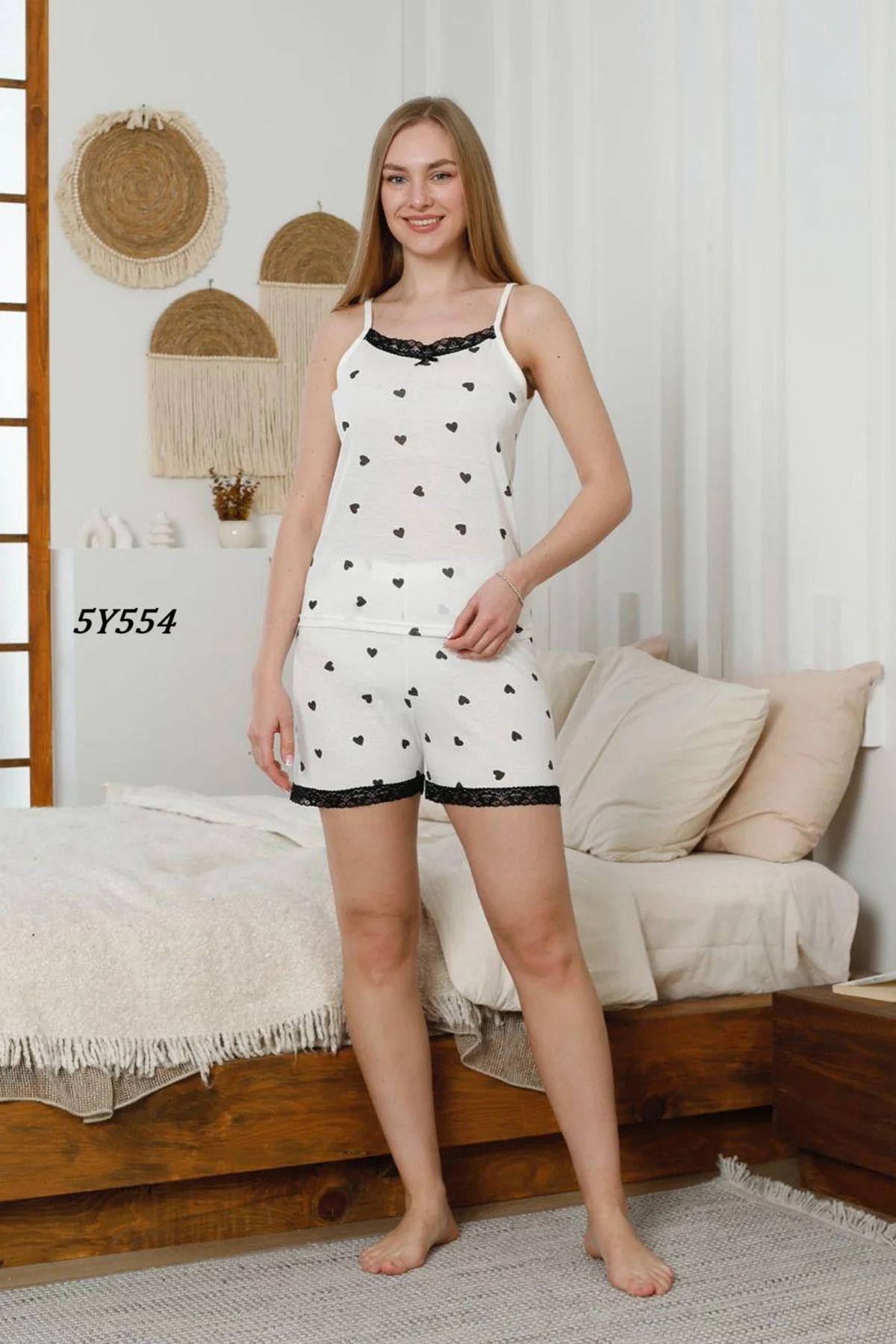 Remon Süprem İp Askılı Şortlu Pijama Takımı 5Y544